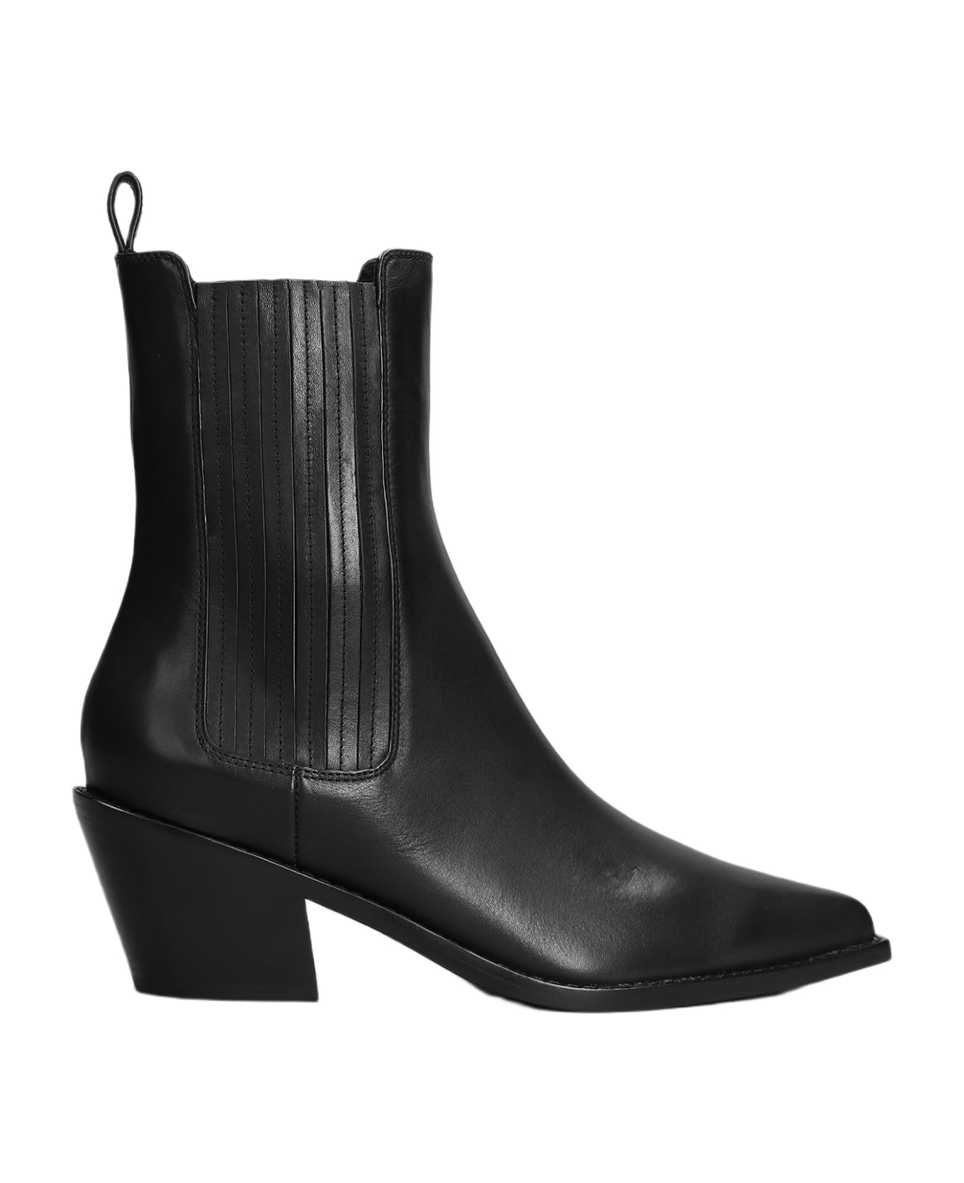 Lola Cruz Texan Ankle Boots In Black Leather - black