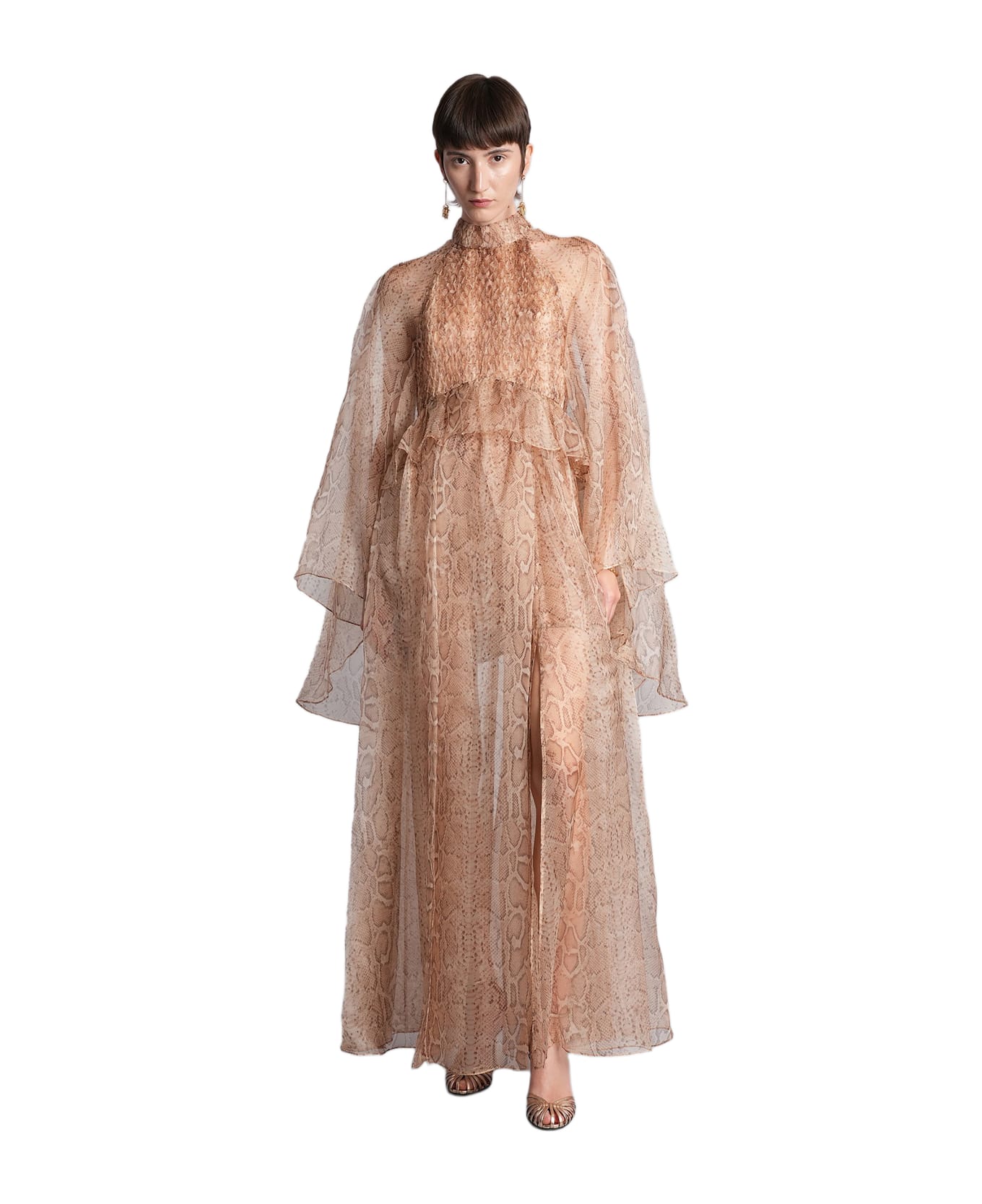 Zimmermann Long Dress In Beige Silk - beige