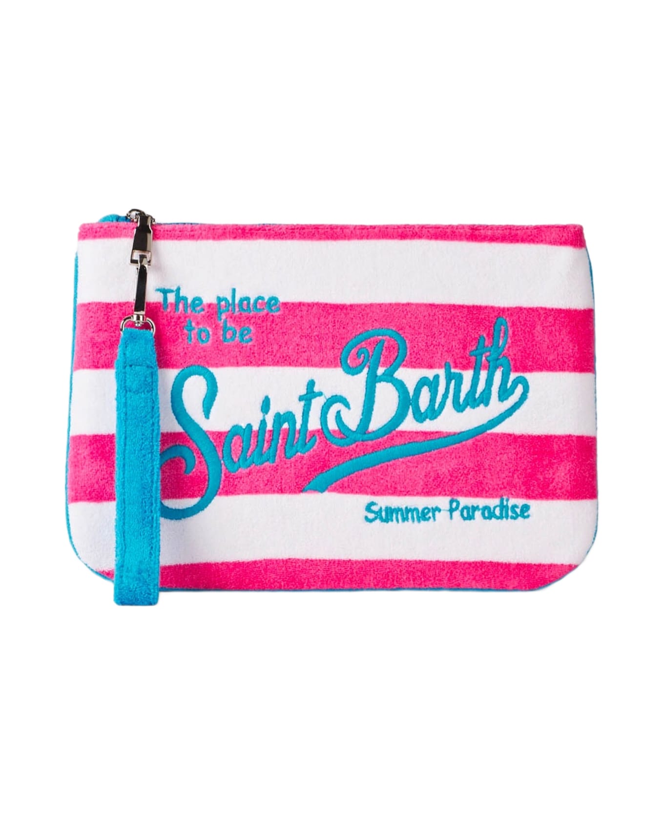 MC2 Saint Barth Parisienne Terry Pochette With White And Fuchsia Stripes - PINK クラッチバッグ