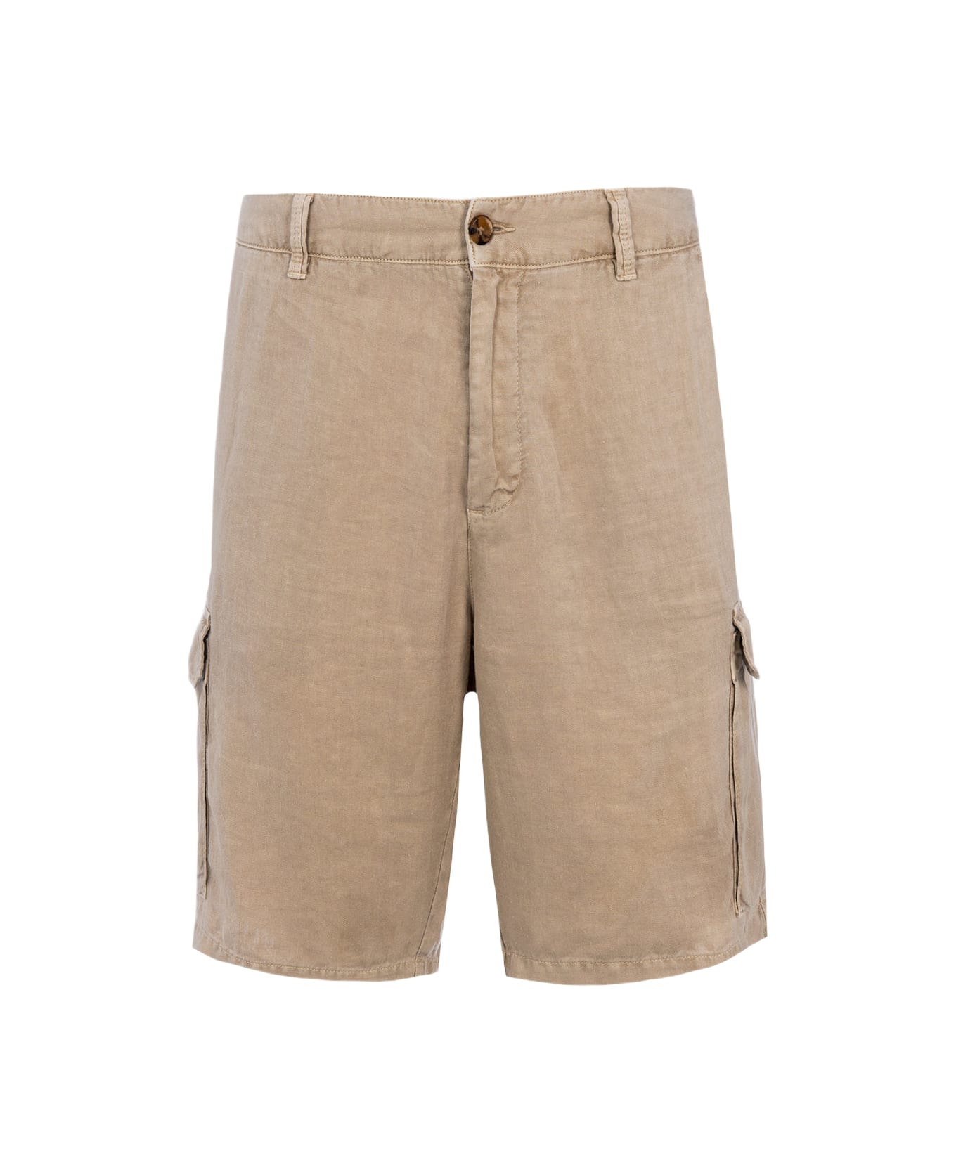 MC2 Saint Barth Man Beige Linen Bermuda Shorts Rodi - WHITE