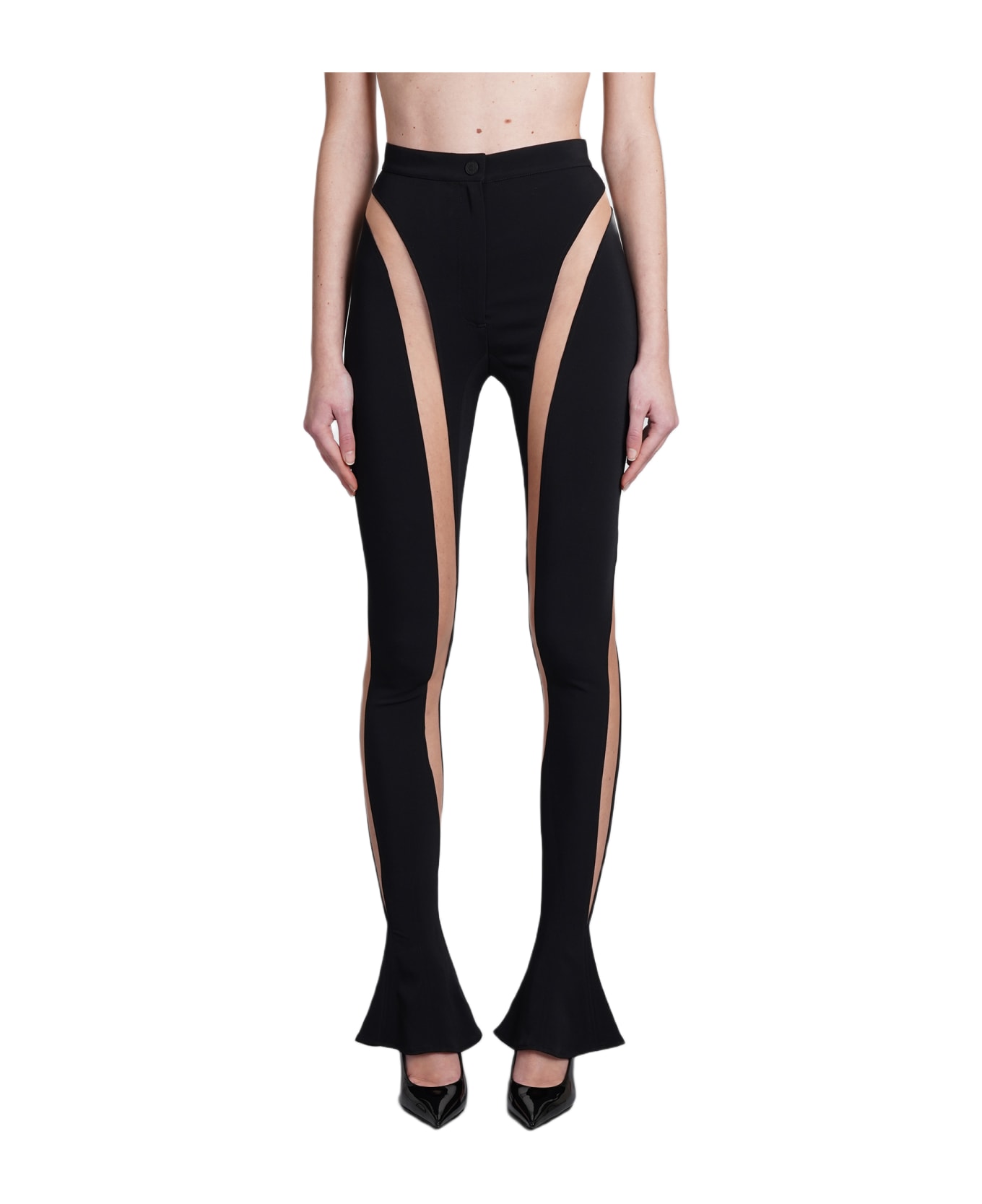 Mugler Mesh Insert Leggings - Black