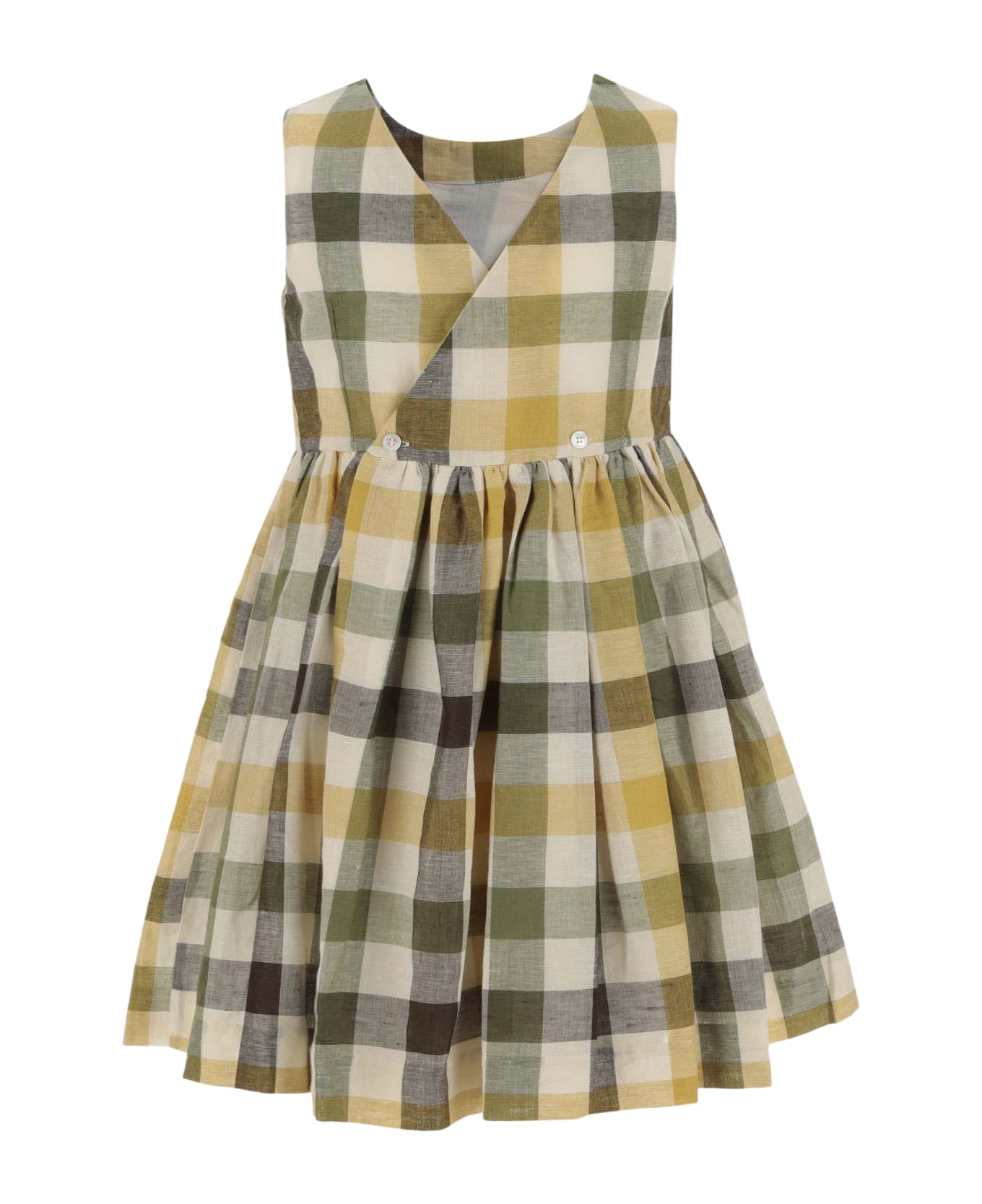 Bonpoint Linen And Cotton Dress With Check Pattern - Red