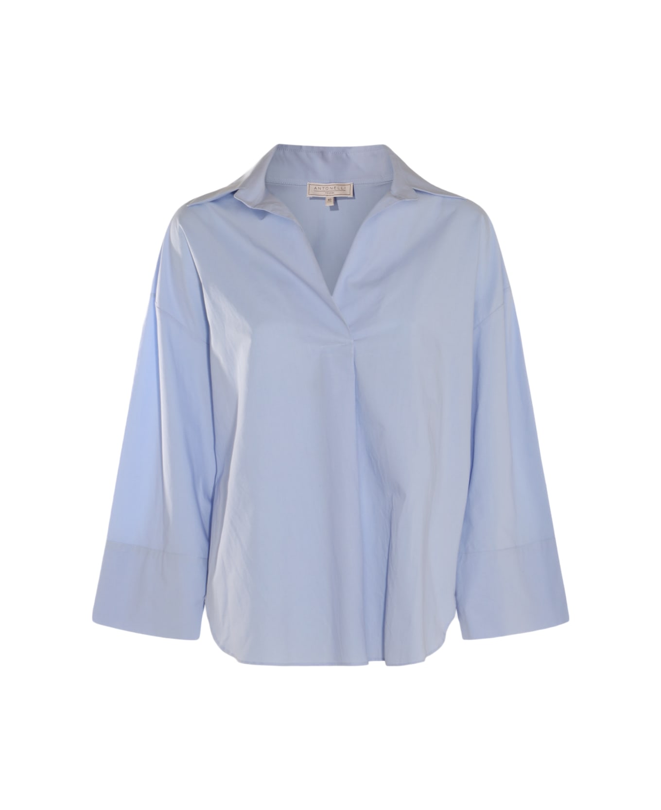 Antonelli Light Blue Cotton Shirt - Clear Blue ブラウス