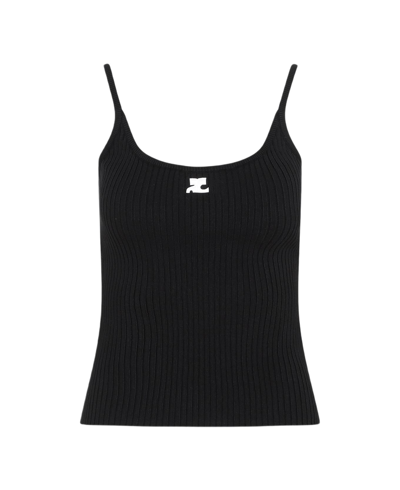 Courrèges Rib Knit Tank Top - Black