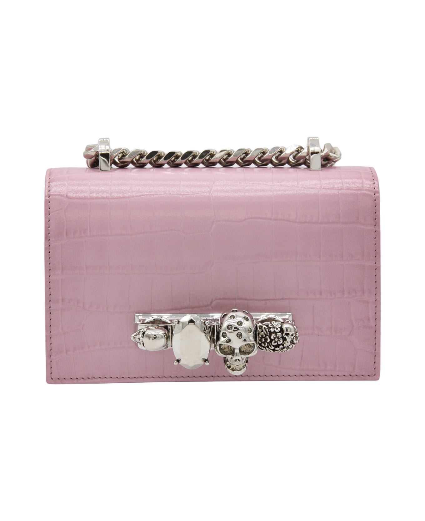Alexander McQueen Pink Leather Jewelled Satchel Mini Shoulder Bag - Pink