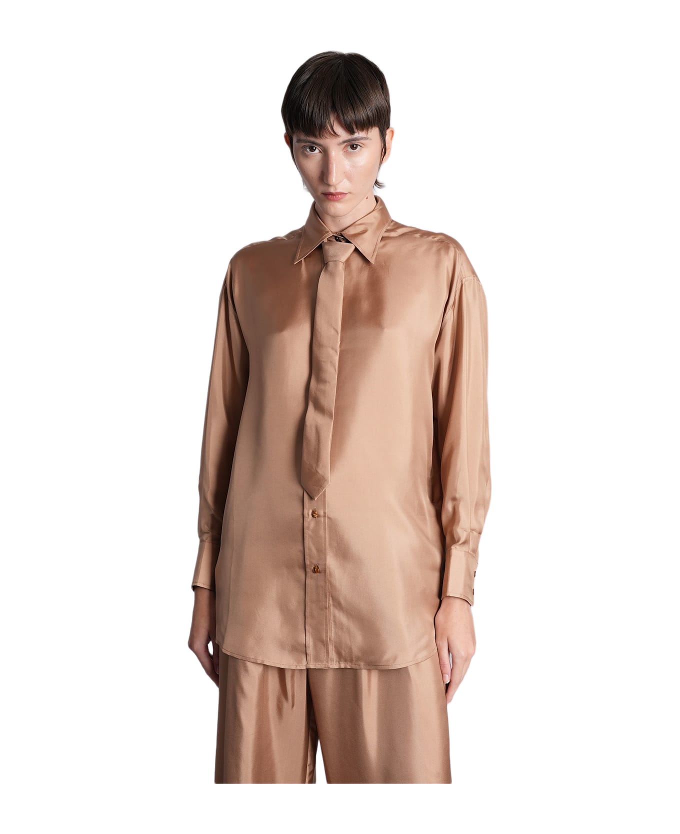 Zimmermann Shirt In Camel Silk - Camel