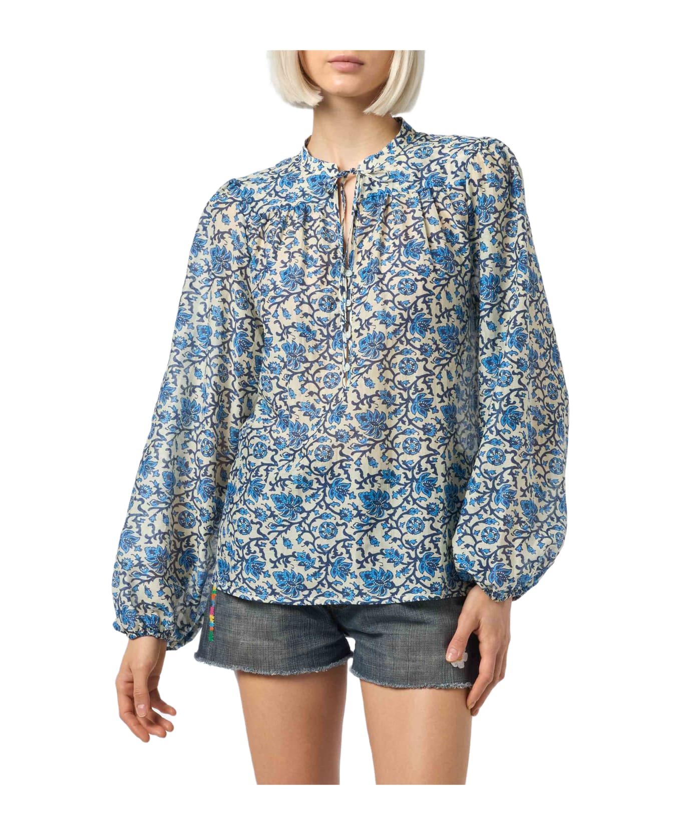 MC2 Saint Barth Woman Silk Voile Blouse Harper - WHITE