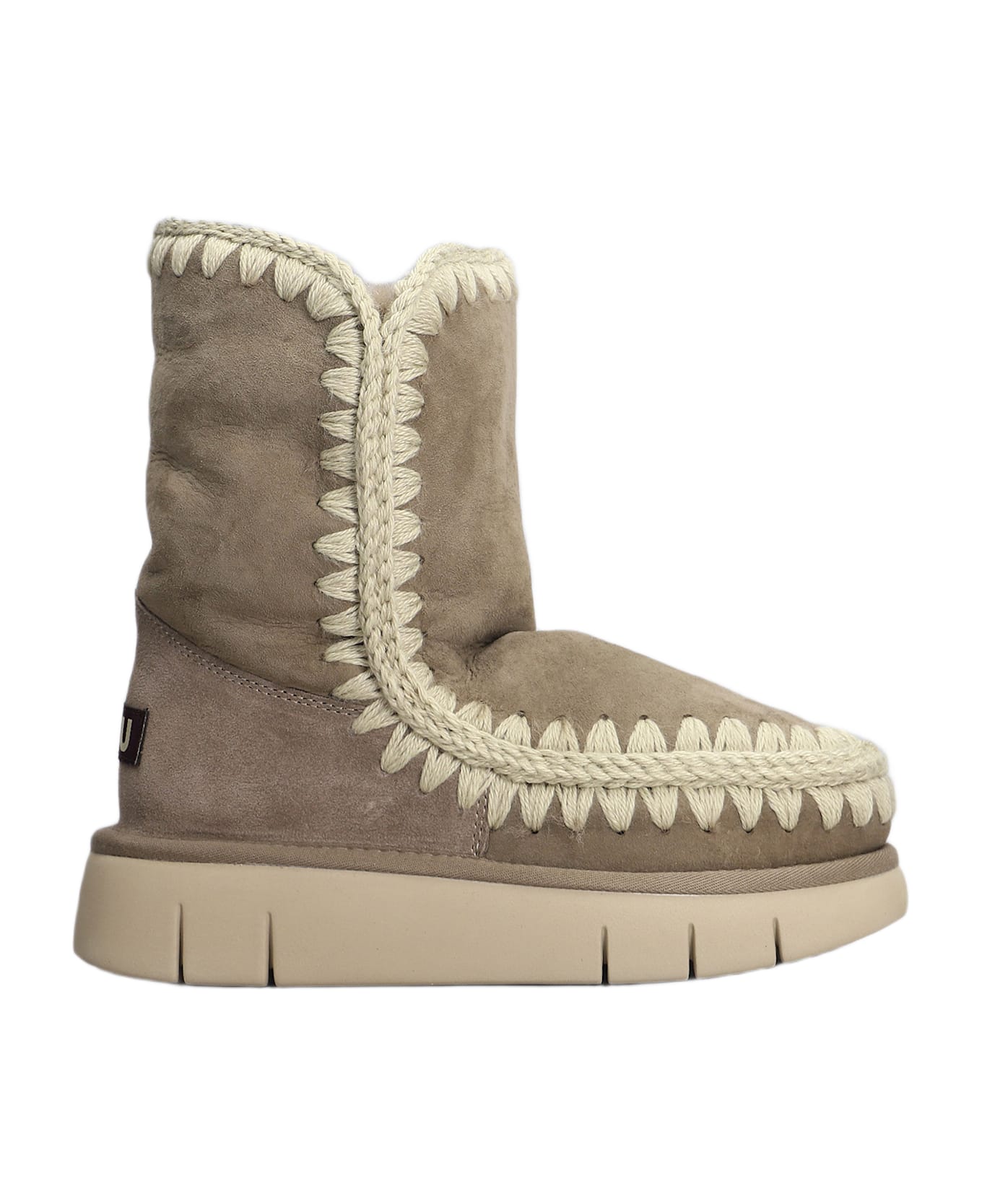 Mou Eskimo Bounce 24 Low Heels Ankle Boots In Grey Suede - grey