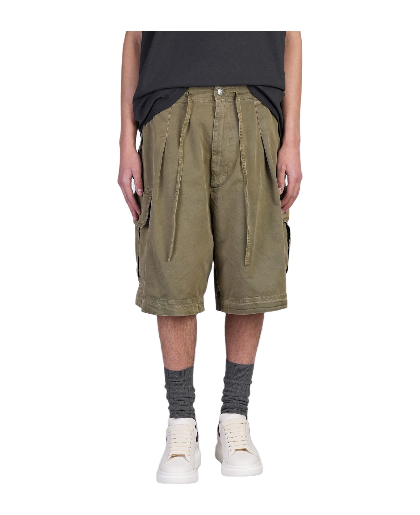 Alexander McQueen Shorts In Green Cotton - Khaki Green