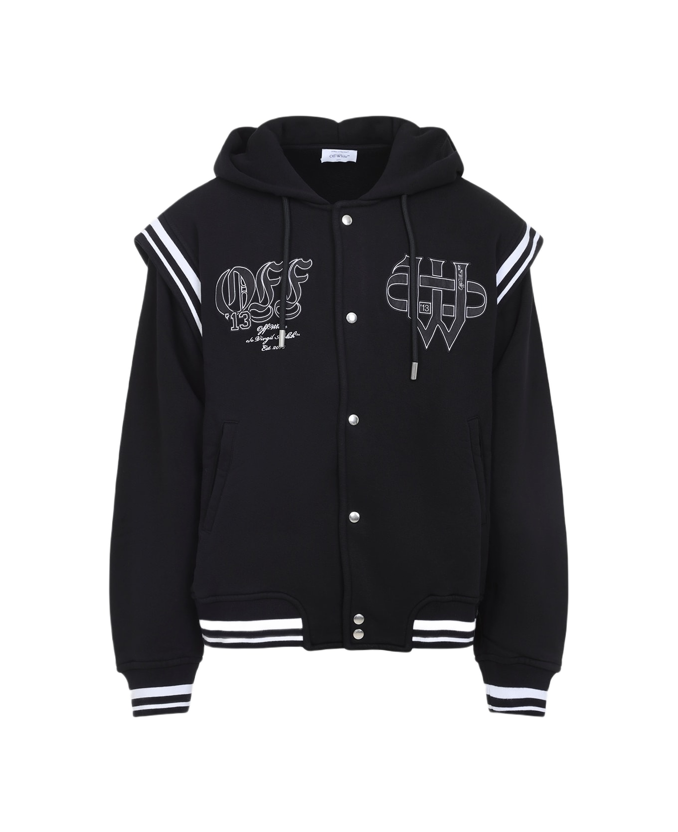 Off-White Gothic Fleece Varsity Jacket - Black White