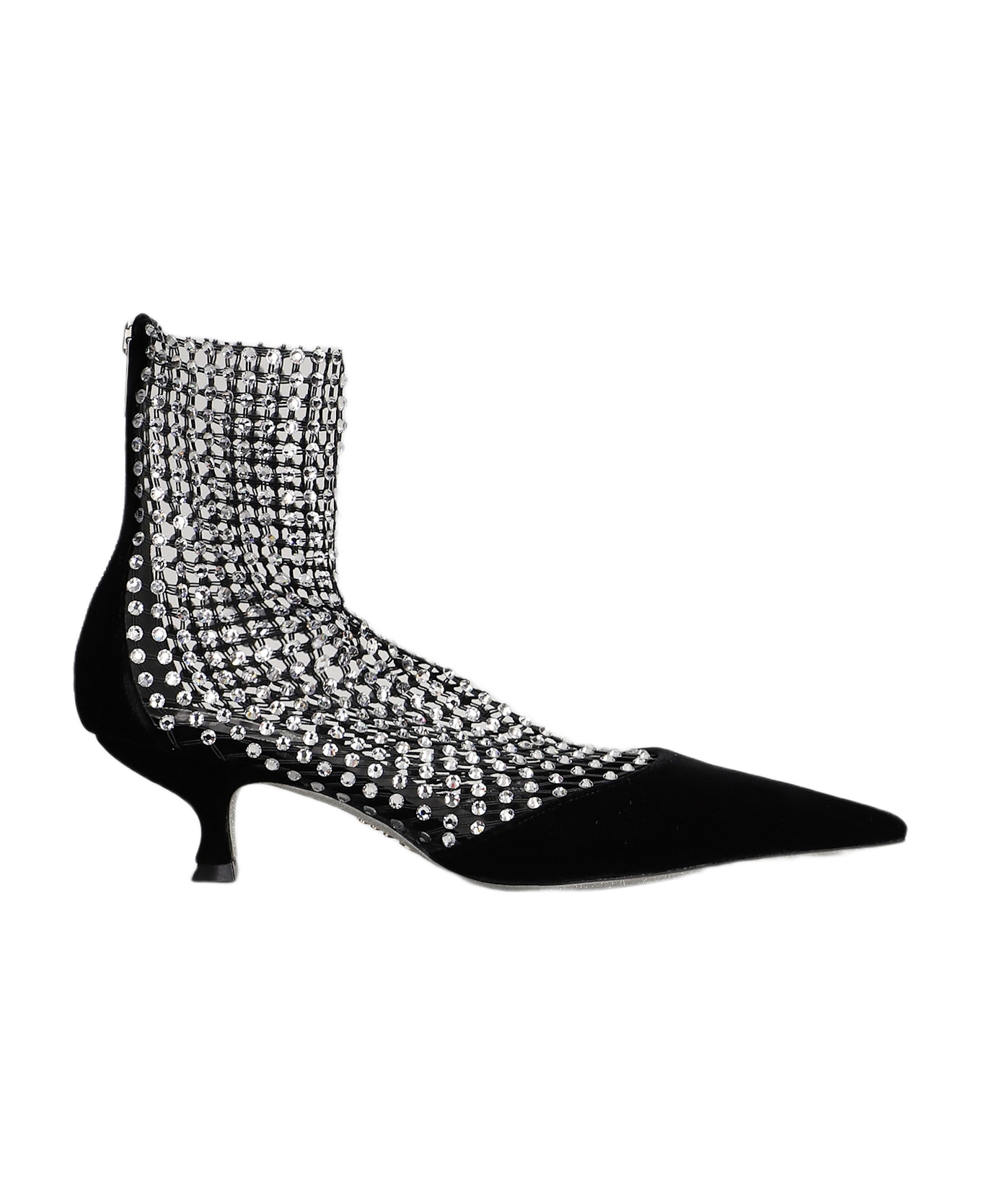 René Caovilla Galaxia High Heels Ankle Boots In Black Velvet - black
