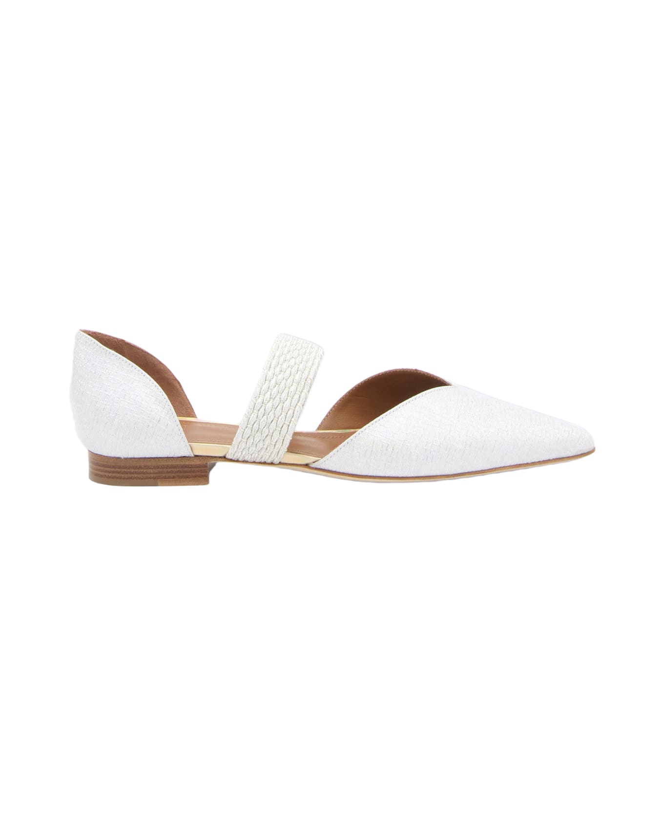 Malone Souliers White And Silver Leather Maisie Flats