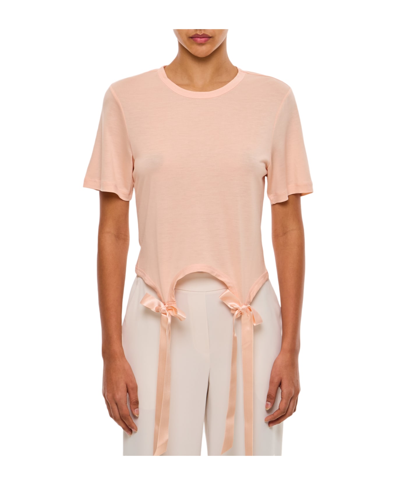 Simone Rocha Easy T-shirt W/ Bow Tails - Pink