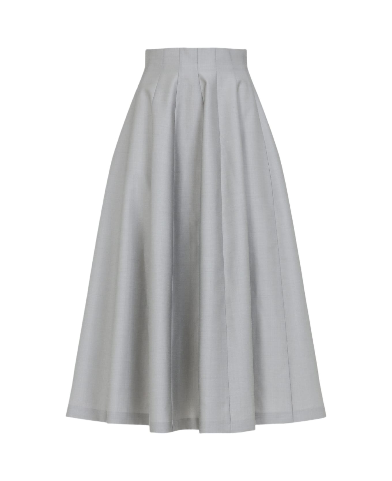 Alberta Ferretti Virgin Wool Midi Skirt - Ghiaccio