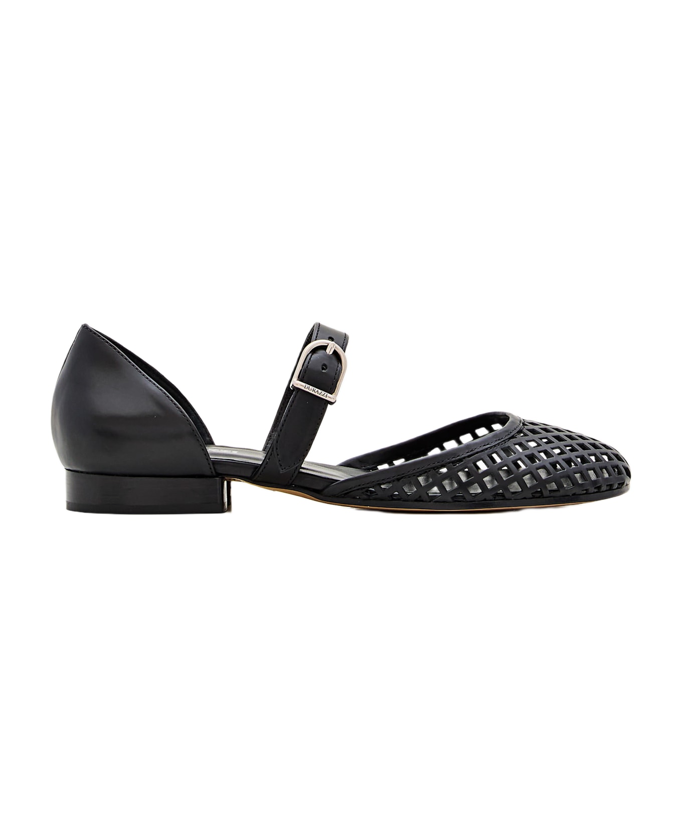 Durazzi Milano Perforated Net Ballerinas - Black