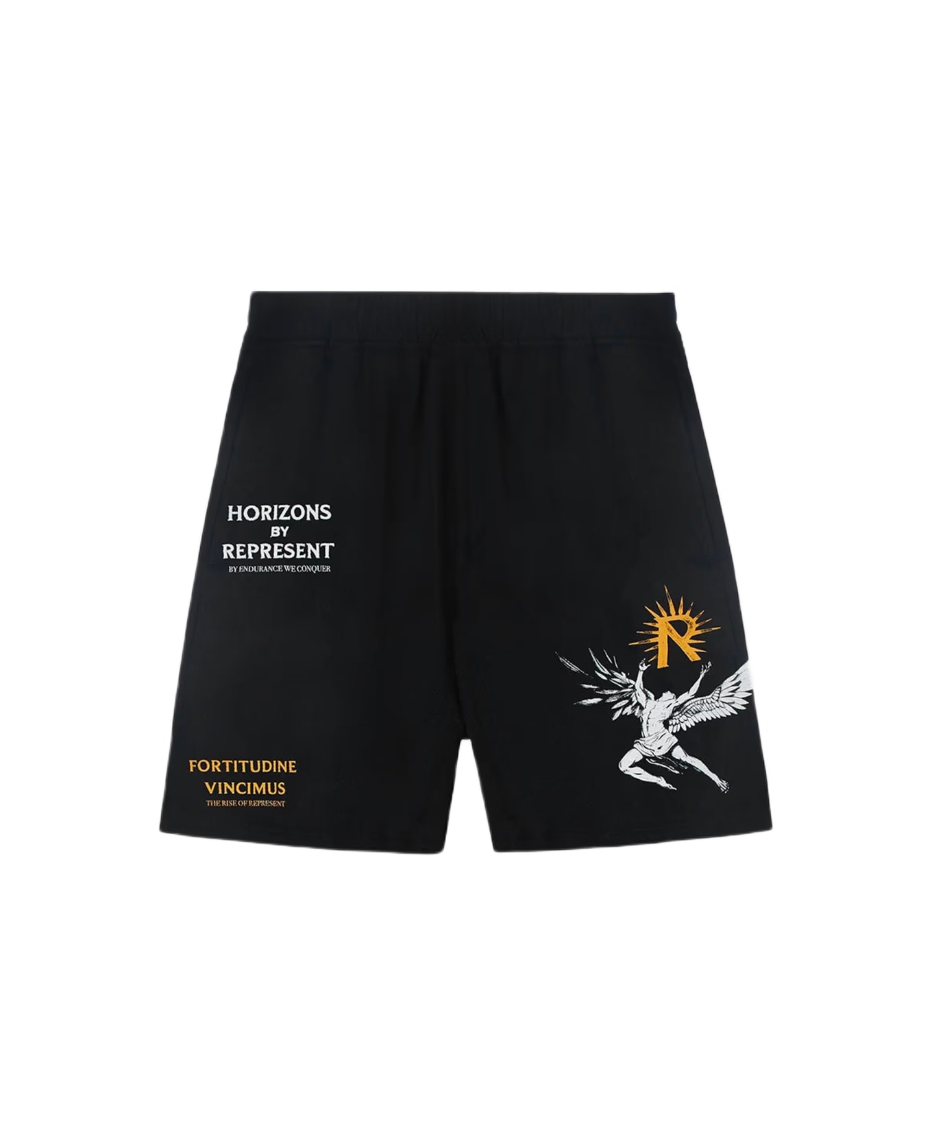 REPRESENT Icarus Short Black lyocell shorts with Icarus graphic print and logo - Icarus Short - Nero
