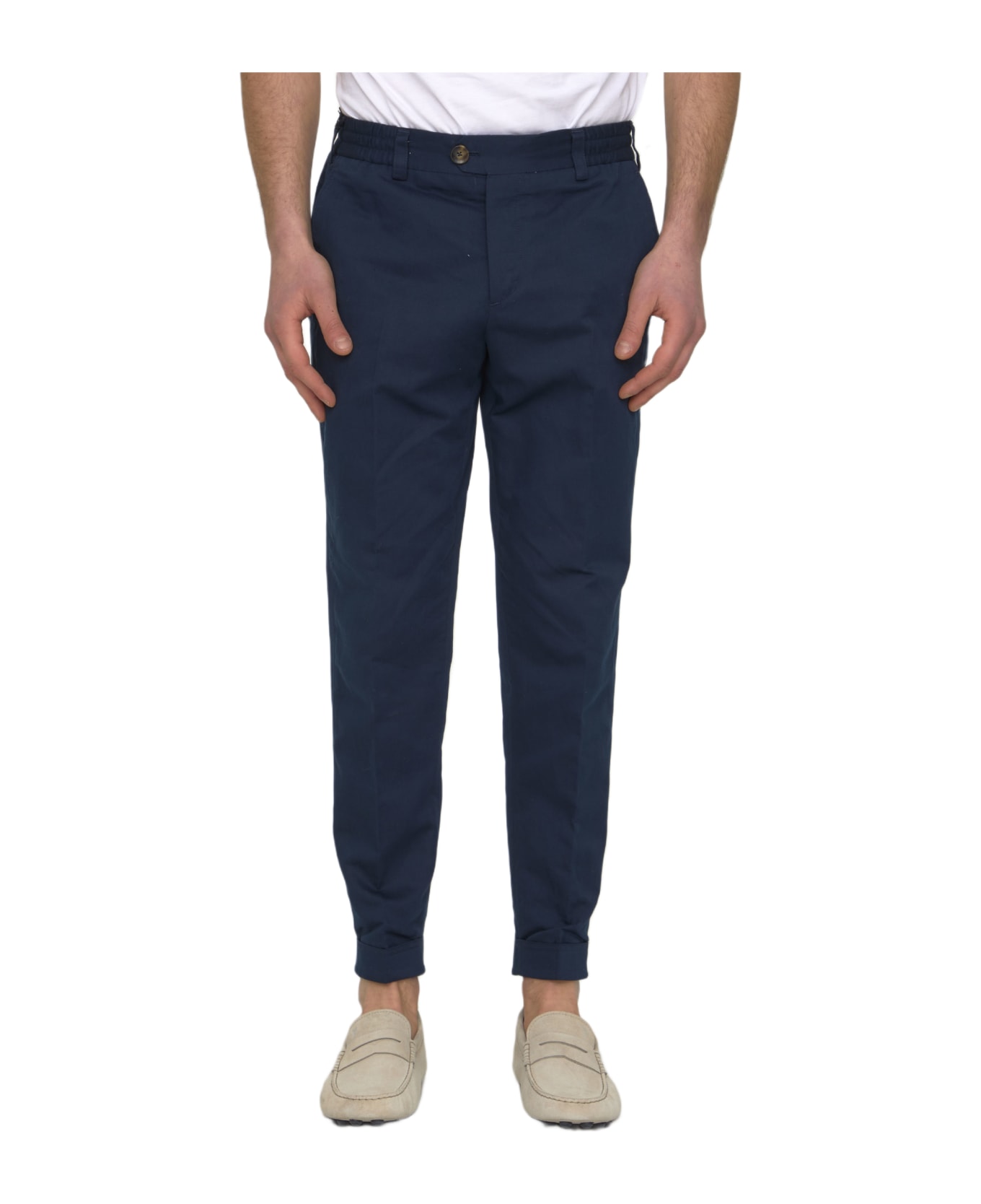 PT Torino Cotton And Linen Trousers - BLUE