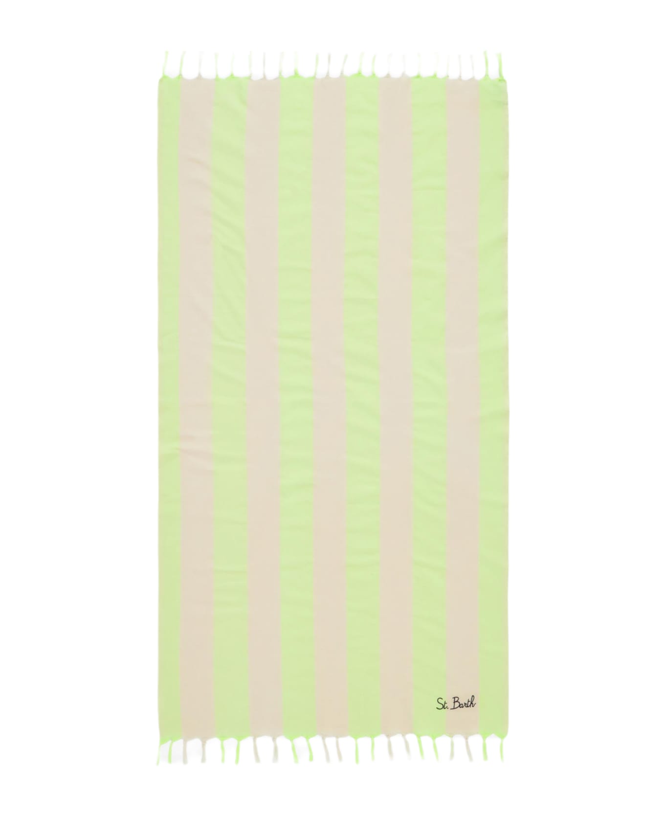 MC2 Saint Barth Lightweight Cotton Fouta With White And Fluo Yellow Stripes - YELLOW