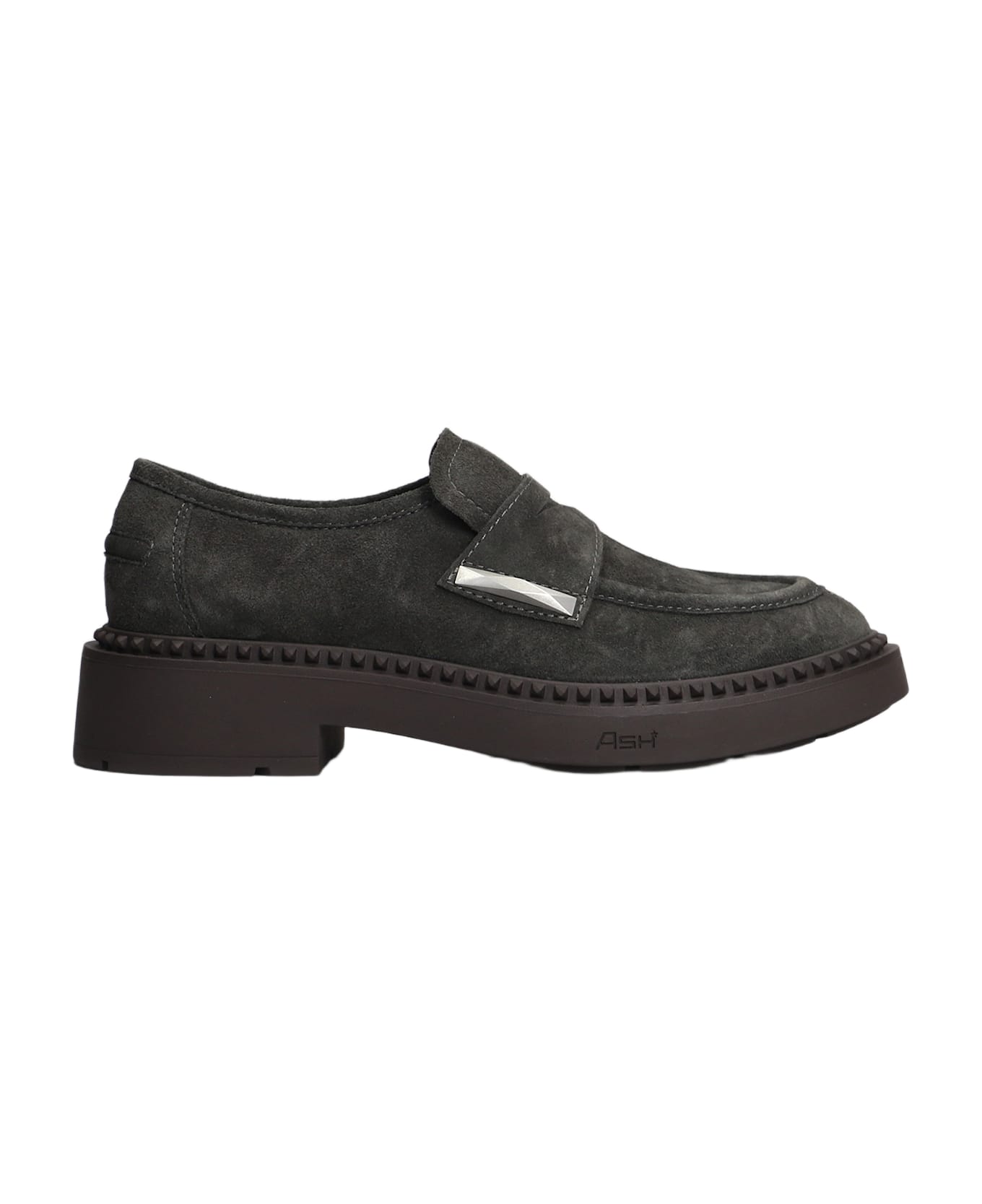 Ash Medusa Loafers In Gunmetal Suede - Gunmetal