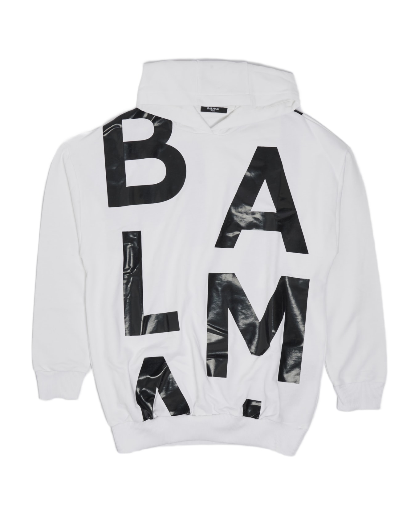 Balmain Hoodie Sweatshirt - BIANCO-NERO