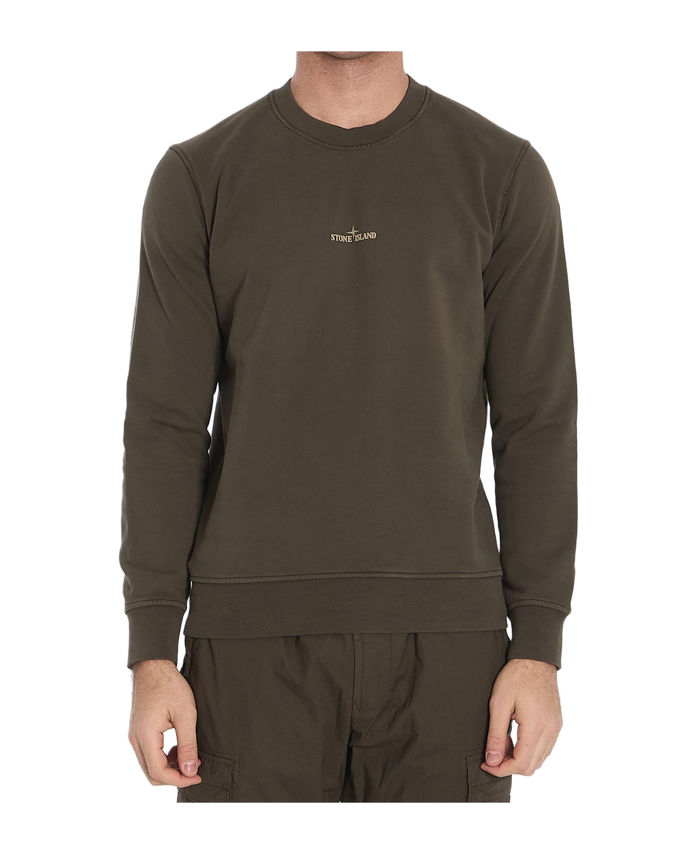 Stone Island Logo-printed Crewneck Sweatshirt - Green