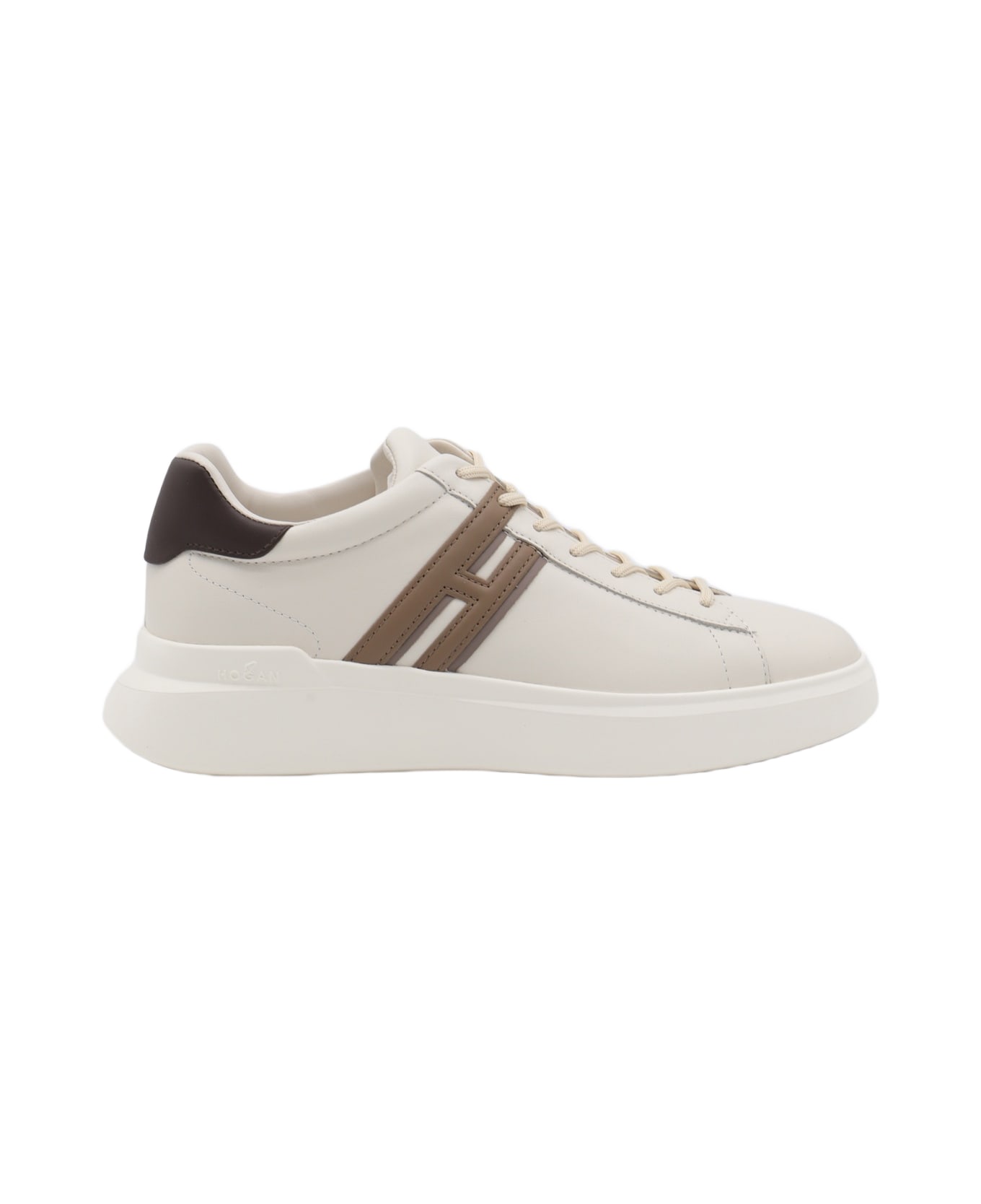 Hogan White And Beige Leather Sneakers - WHITE-BEIGE