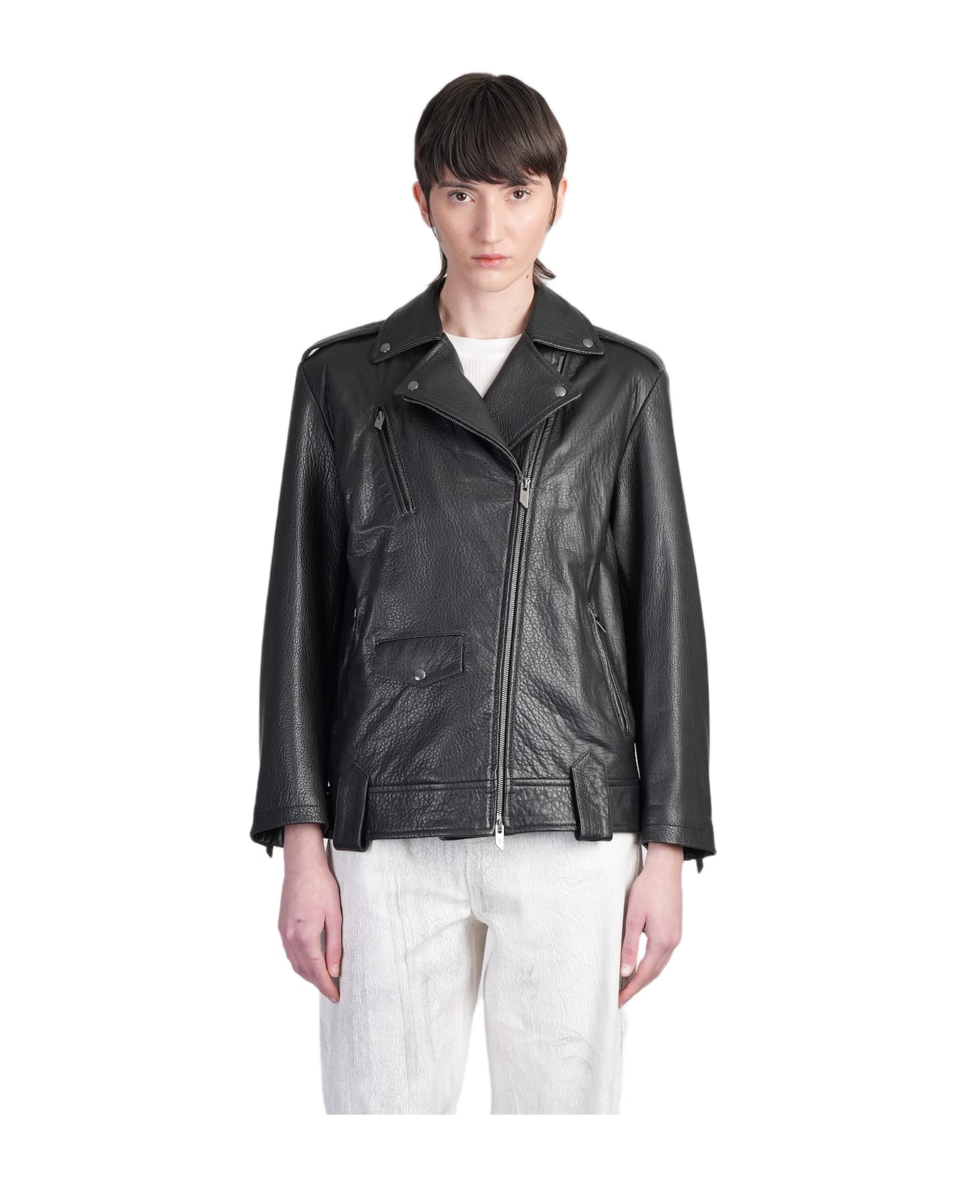 Salvatore Santoro Biker Jacket In Black Leather - black