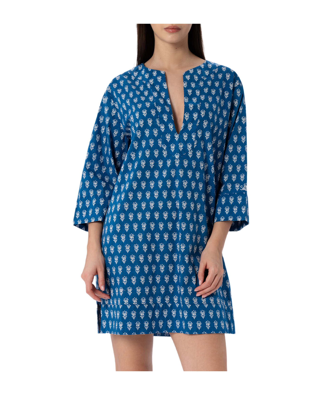 MC2 Saint Barth Woman Cotton Tunic Dress Macha - BLUE