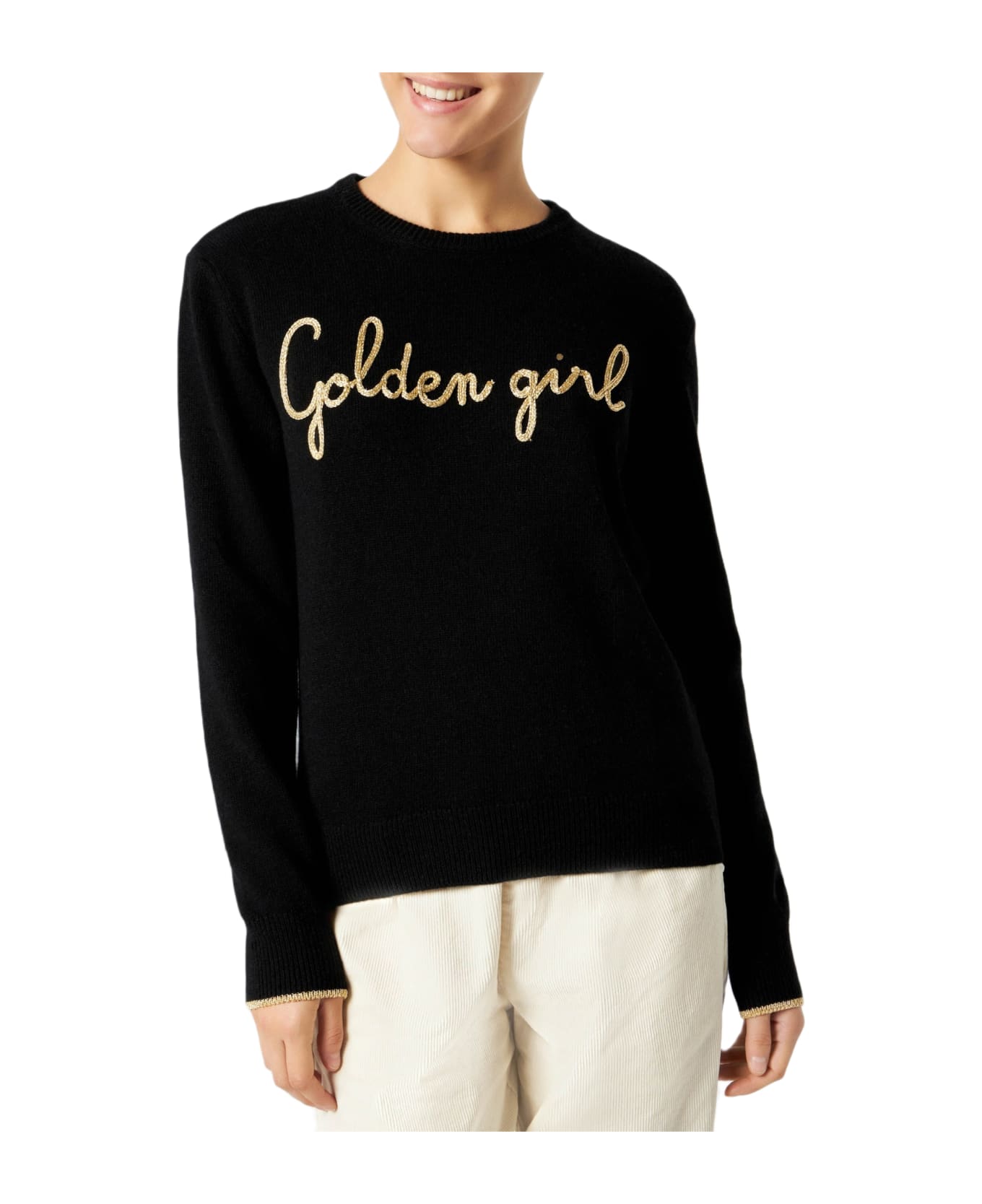 MC2 Saint Barth Woman Sweater With Golden Girl Embroidery