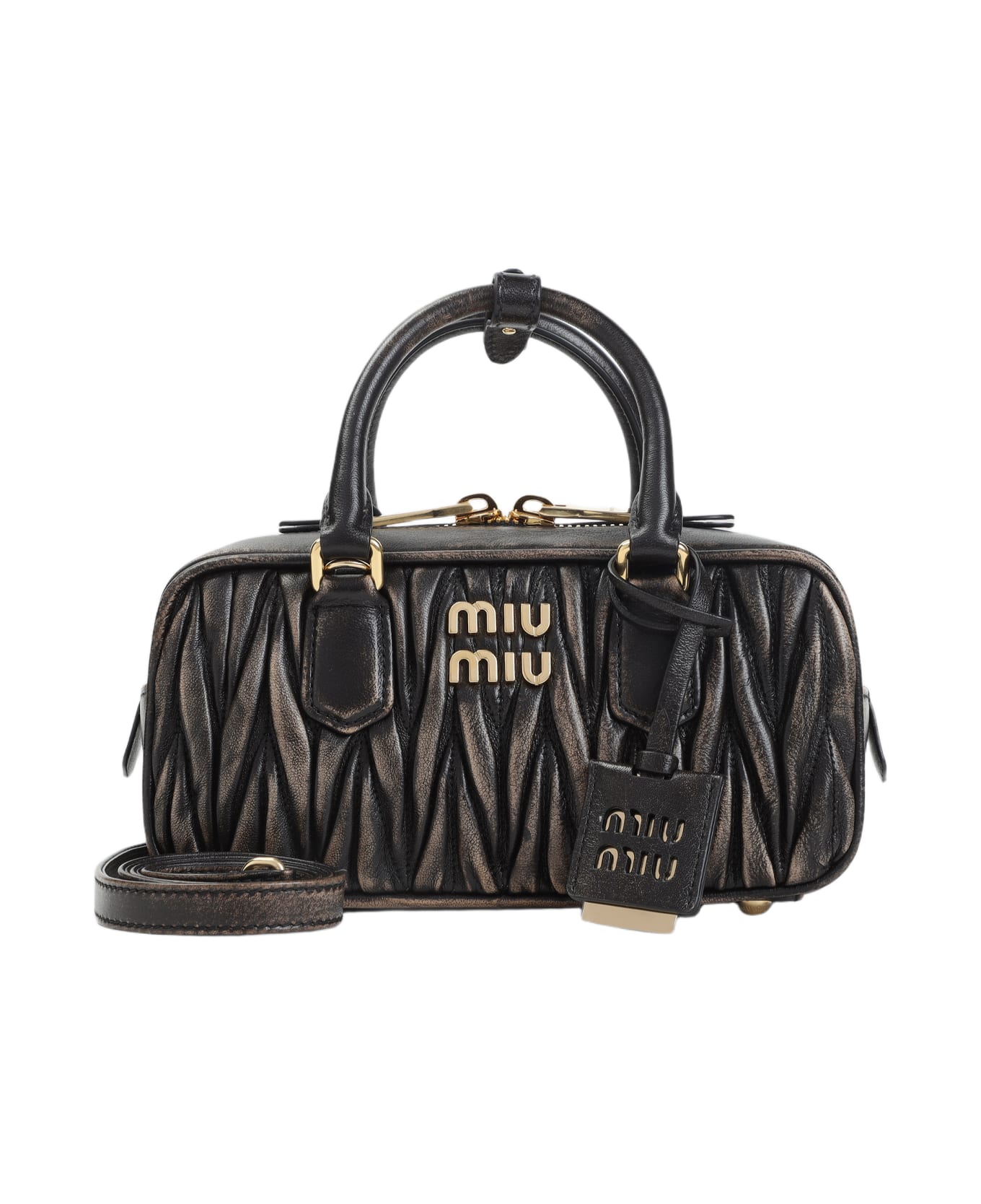 Miu Miu Lamb Leather Shoulder Bag - Caffe`