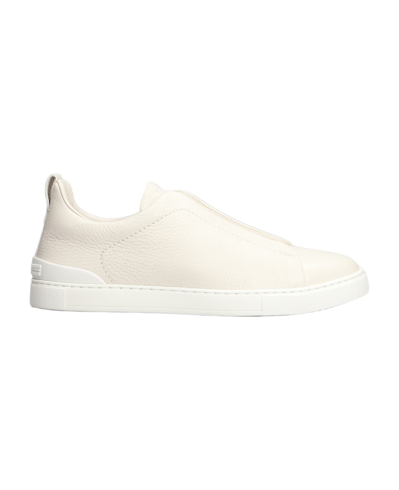 Zegna Triple Stich Sneakers In White Leather - white