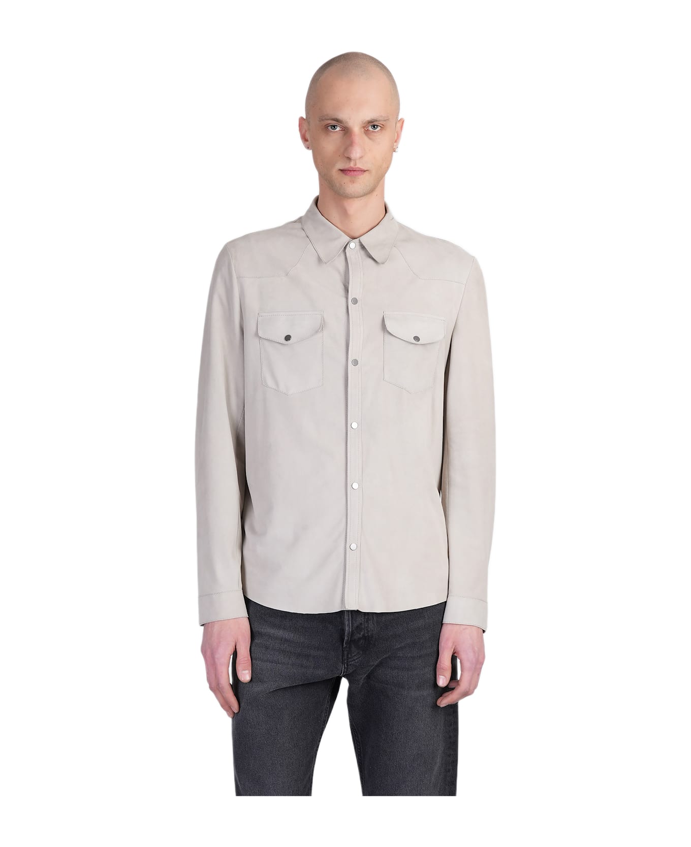 Salvatore Santoro Leather Jacket In Grey Leather - grey
