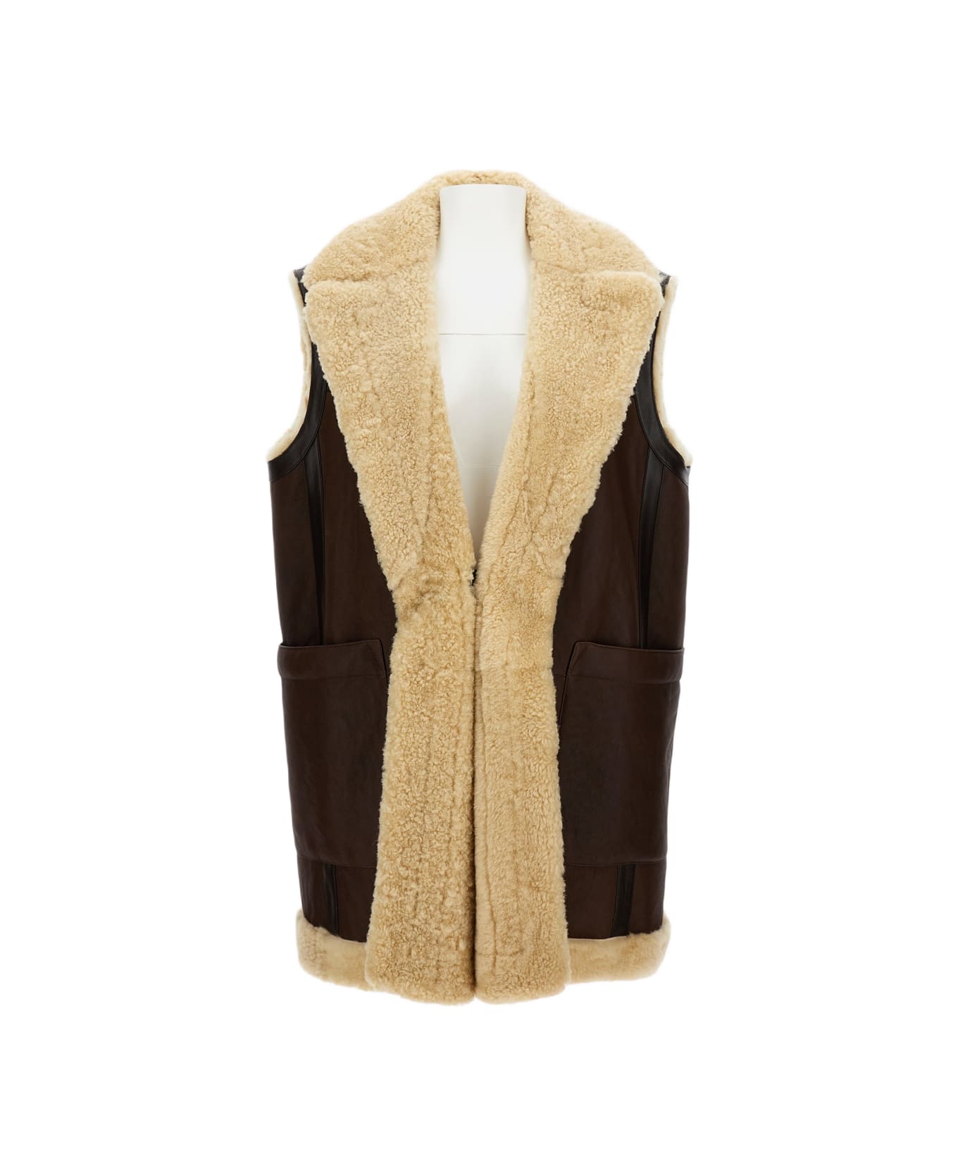 Bottega Veneta Women
s Long Waistcoat - BROWNBIRCH