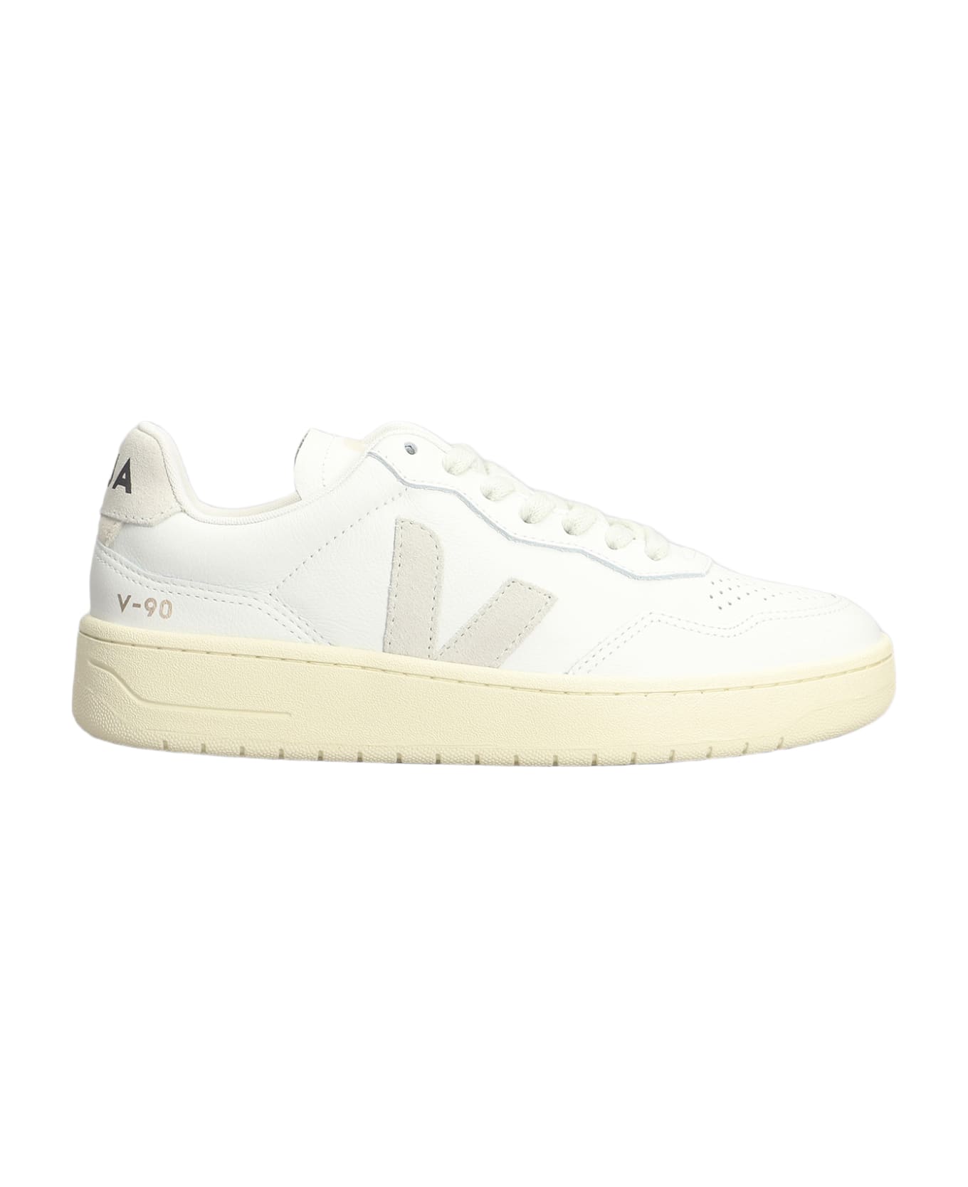Veja V-90 Sneakers In White Leather - NEUTRALS
