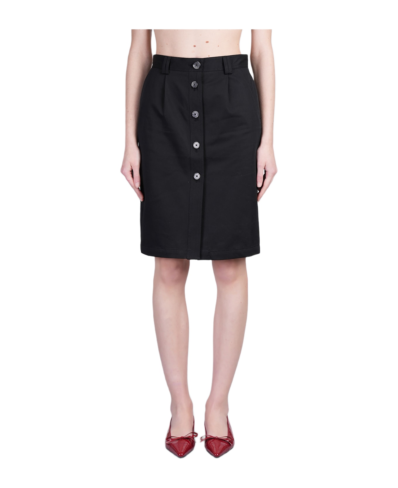 Anine Bing Zaire Skirt In Black Cotton - black