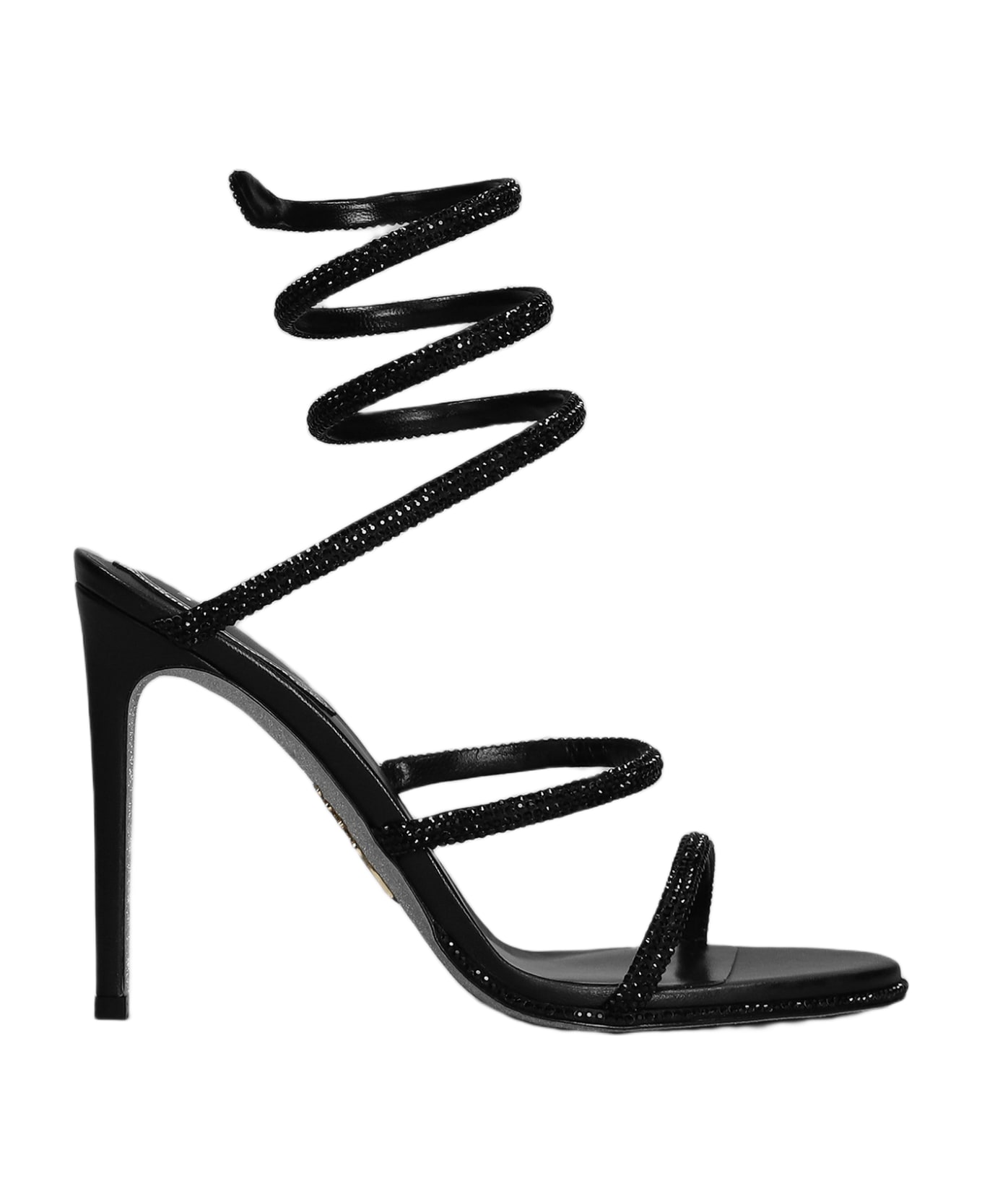 René Caovilla Cleo Sandals In Black Leather - black