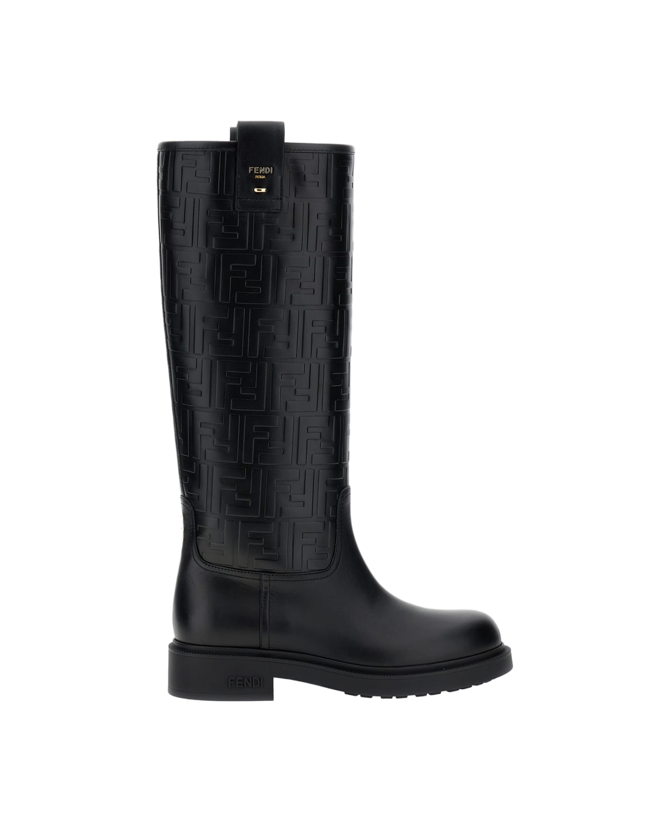 Fendi Filo Black Leather Boots - Black ブーツ