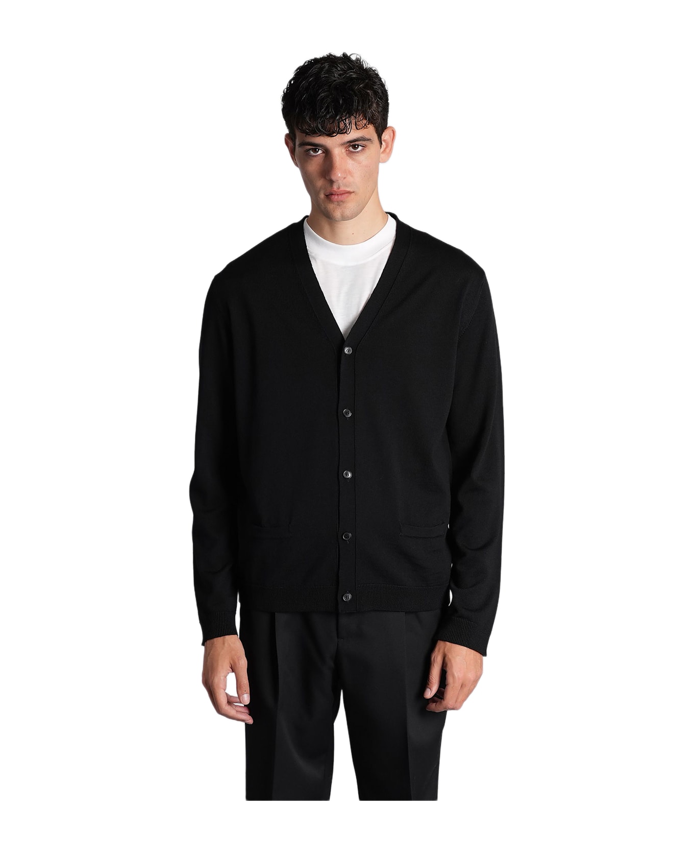 Roberto Collina Cardigan In Black Wool - black