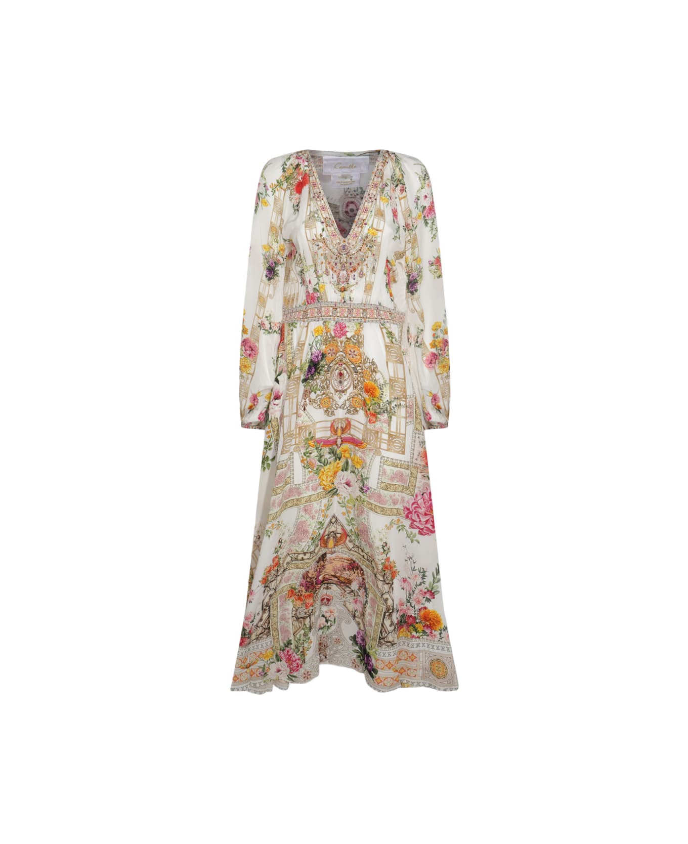 Camilla White And Pink Silk Dress - EGYPTIAN ROSE