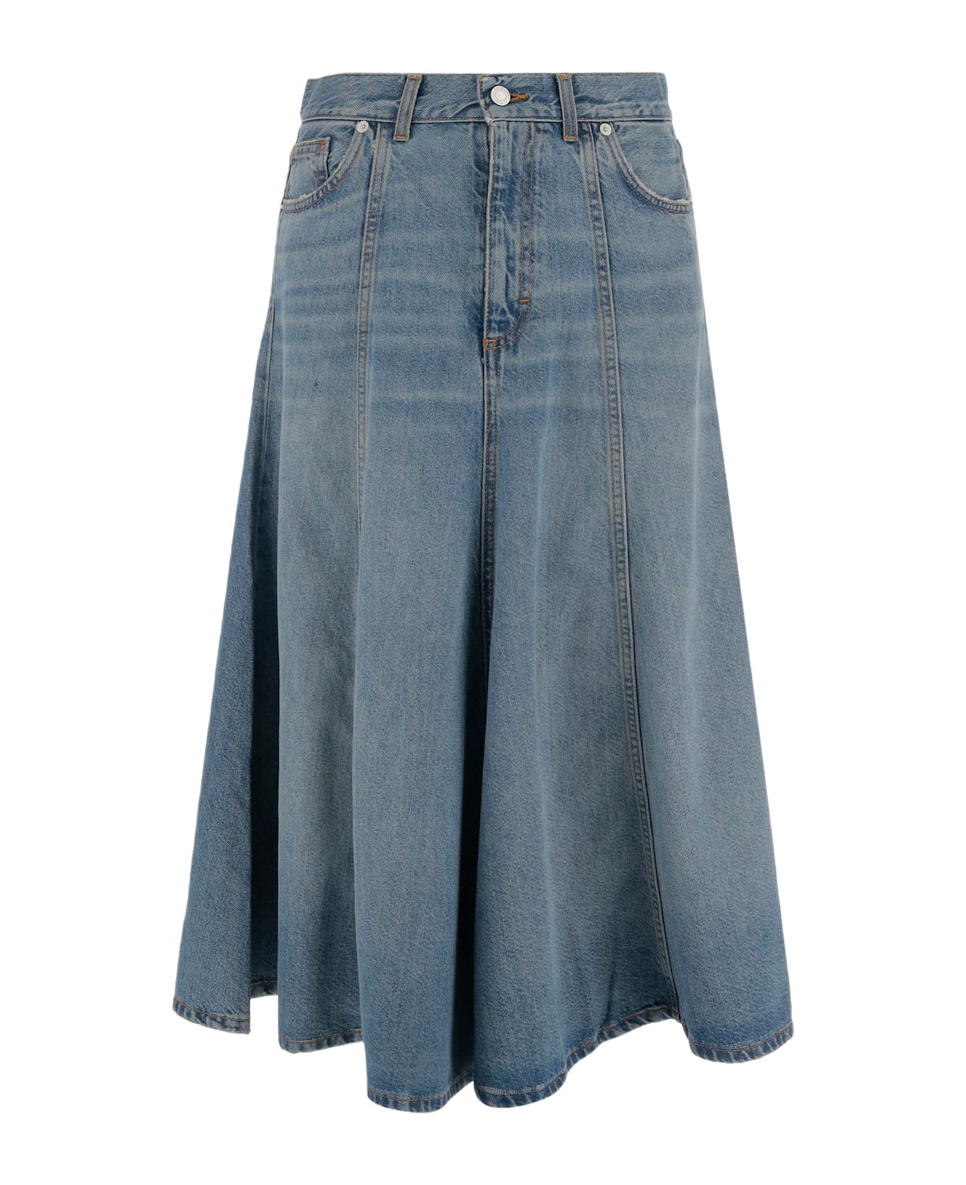 Haikure Cotton Blend Denim Skirt - Denim