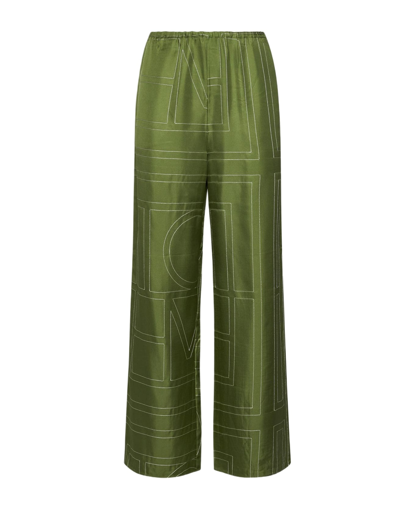 Totême Monogram Silk Trousers - Green