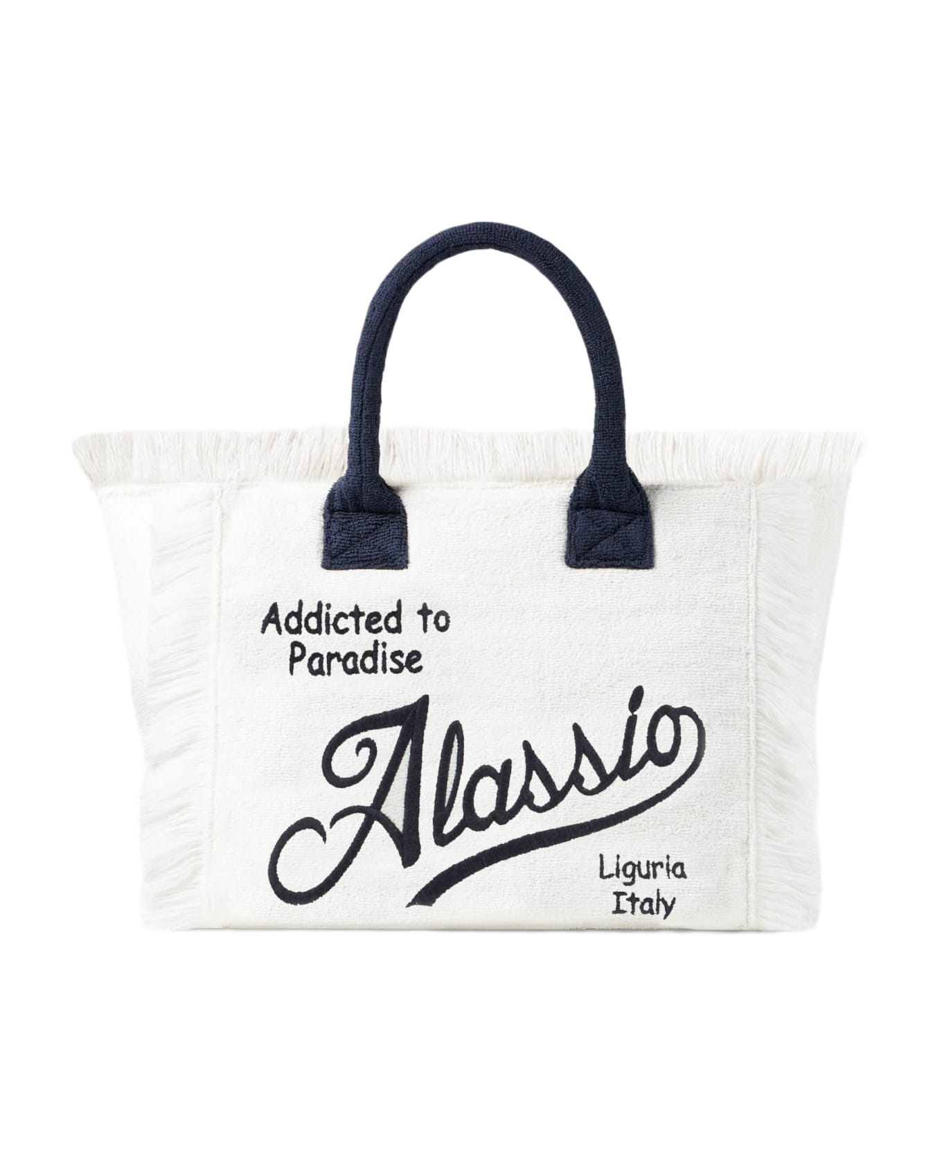 MC2 Saint Barth Vanity Terry Shoulder Bag With Alassio Embroidery - WHITE