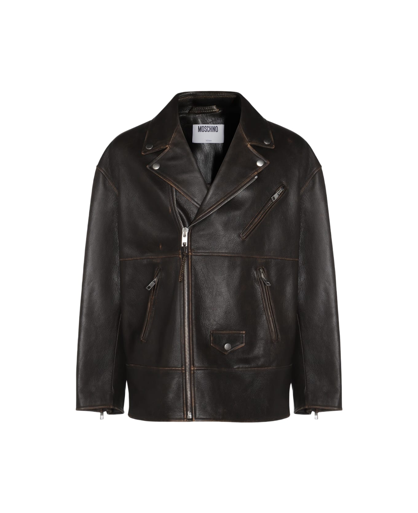 Moschino Brown Leather Jacket - Brown