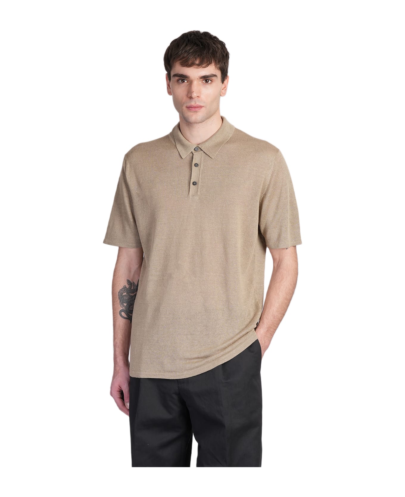 Roberto Collina Polo In Beige Linen - beige