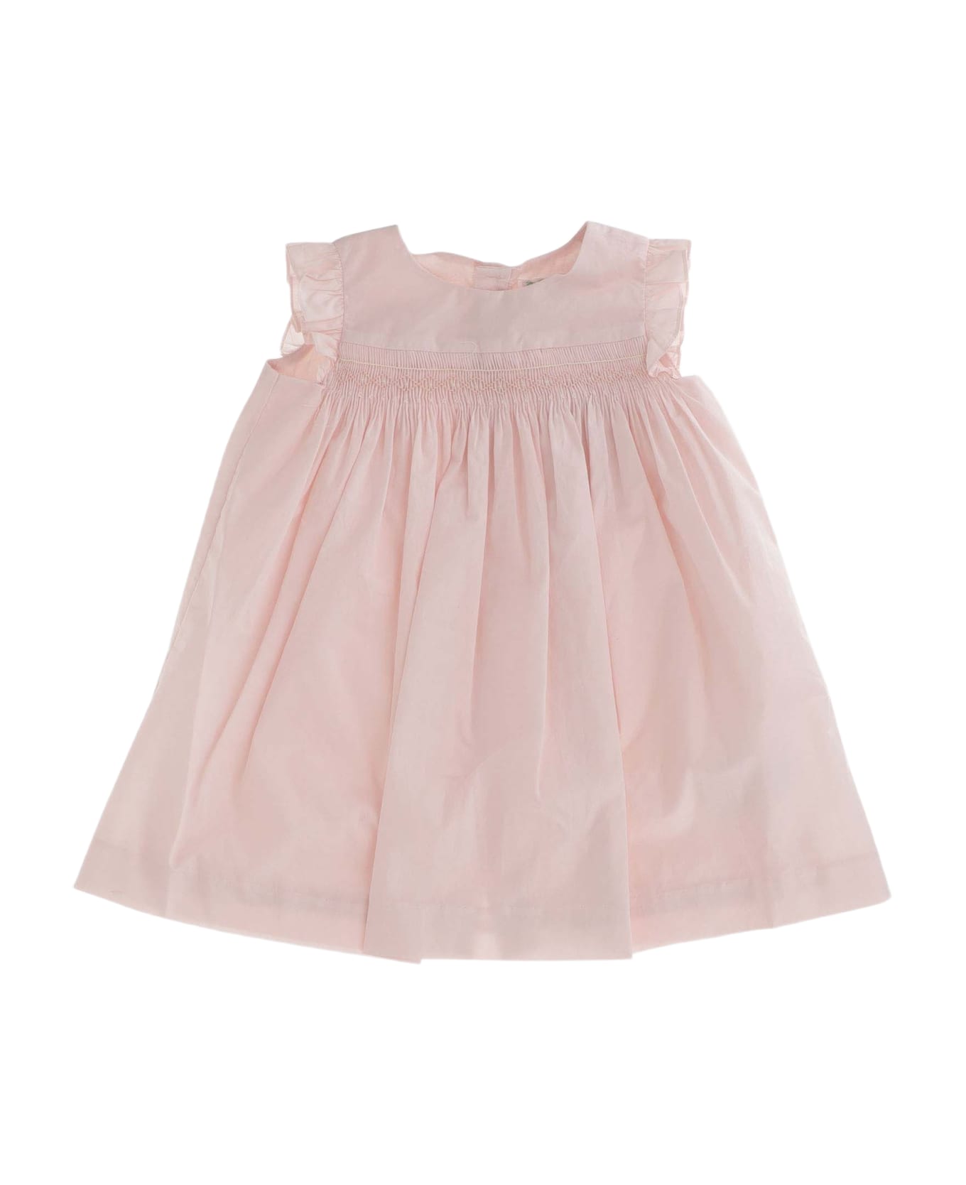Bonpoint Cotton Dress With Smock Stitch Embroidery - Pink ボディスーツ＆セットアップ