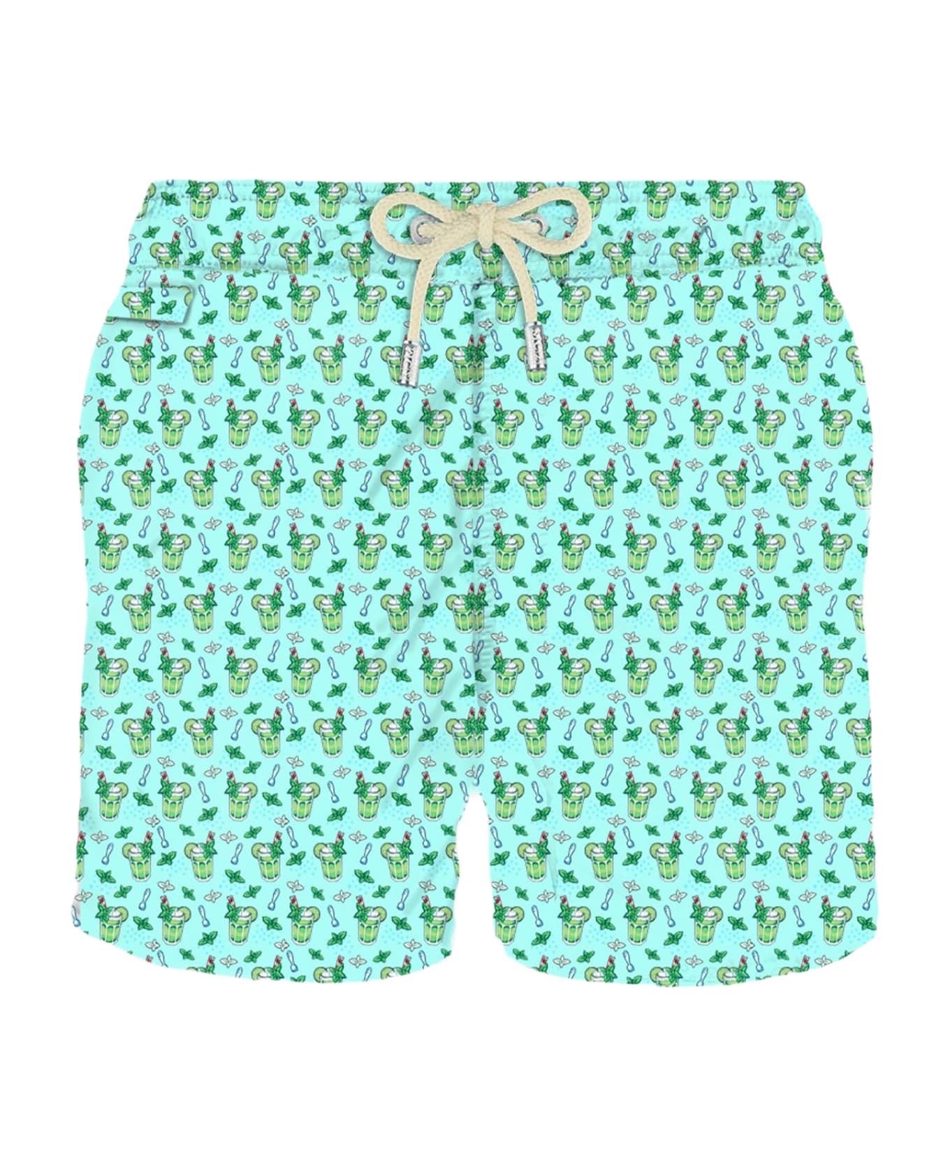 MC2 Saint Barth Man Light Fabric Swim Shorts With Mojito Print - GREEN