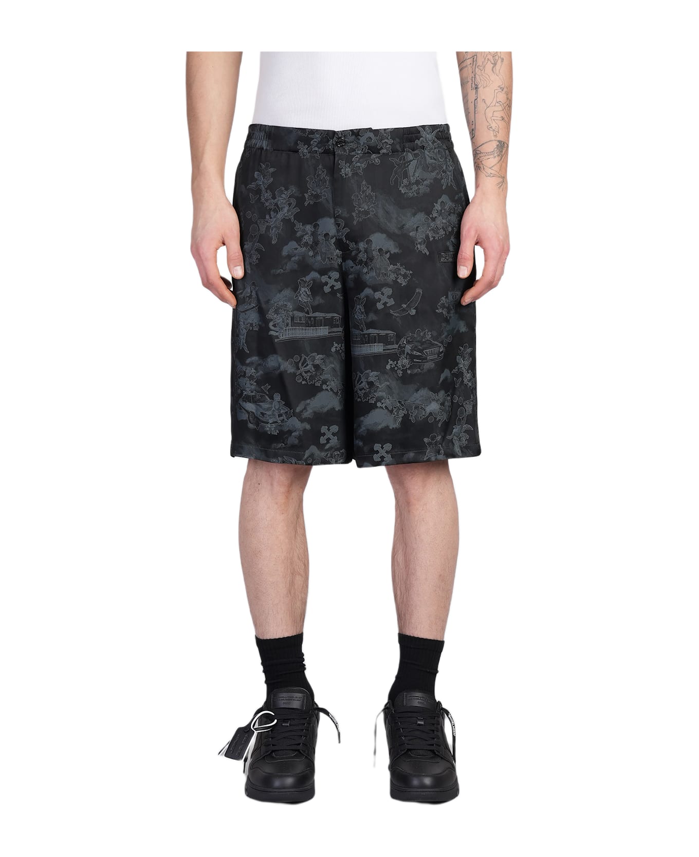 Off-White Shorts In Black Acetate - black