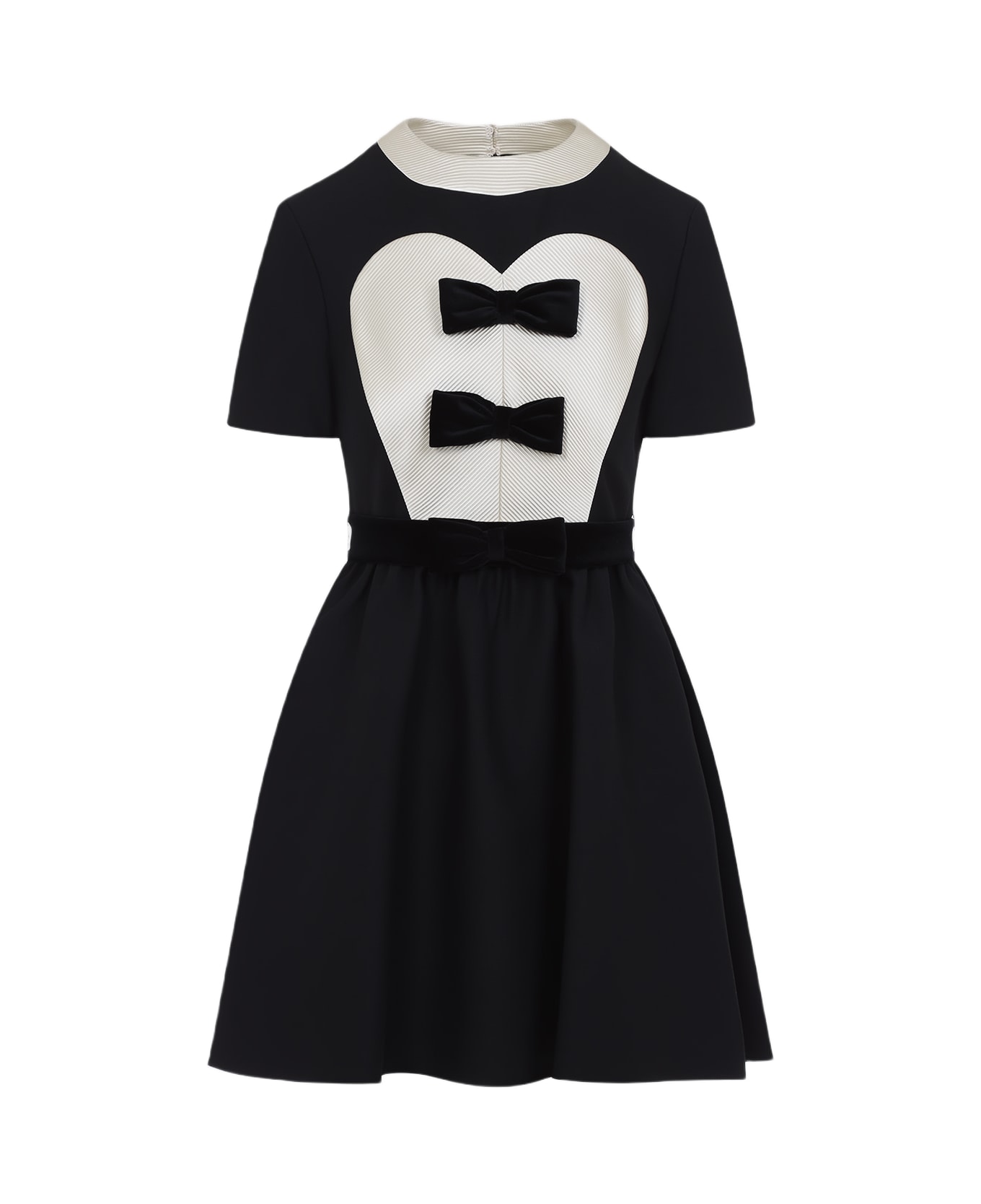 Valentino Black And Beige Wool And Silk Dress - Auy Nero Soft Beige