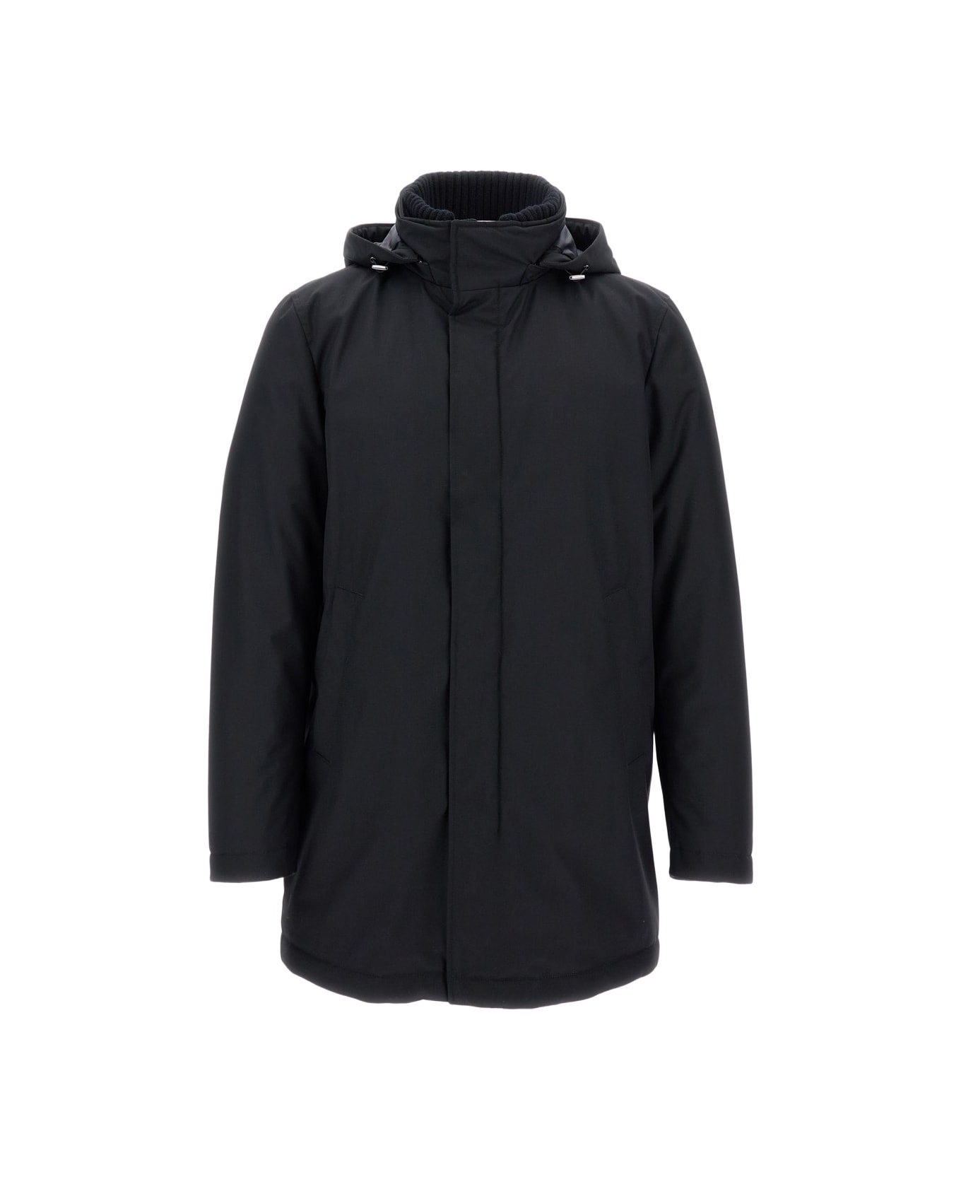 Herno Puffer Jacket With Knutted Collar - Black