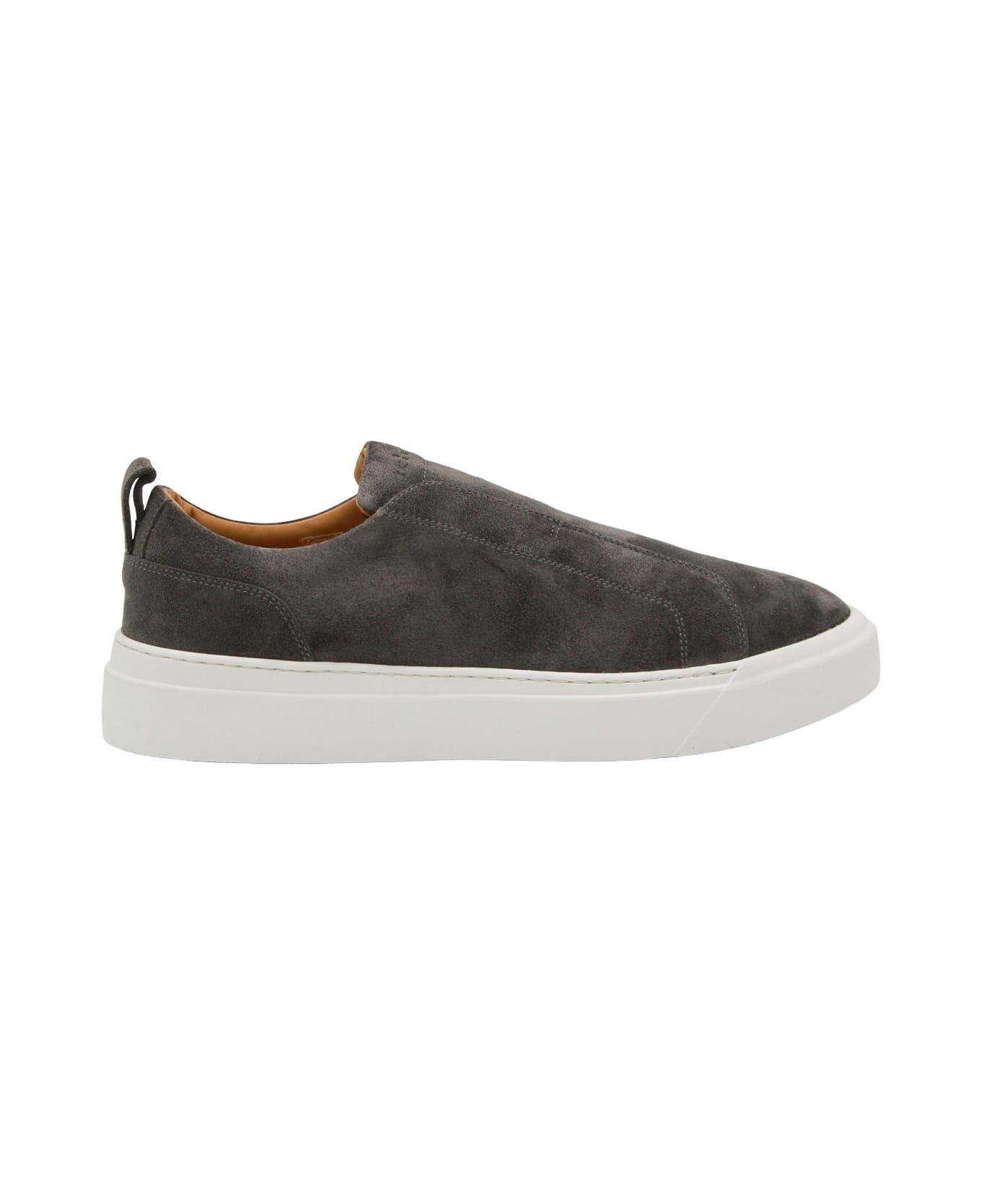 Kiton Dark Grey Calf Skin Sneakers - Anthracite
